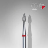 Mũi mài móng kim cương hình giọt nước EXPERT vạch đỏ, đường kính đầu 2,3 mm, chiều dài đầu mài 5 mm