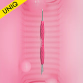 Manicure pusher Gummy with silicone handle UNIQ 11 TYPE 2 (beveled and loop pusher)