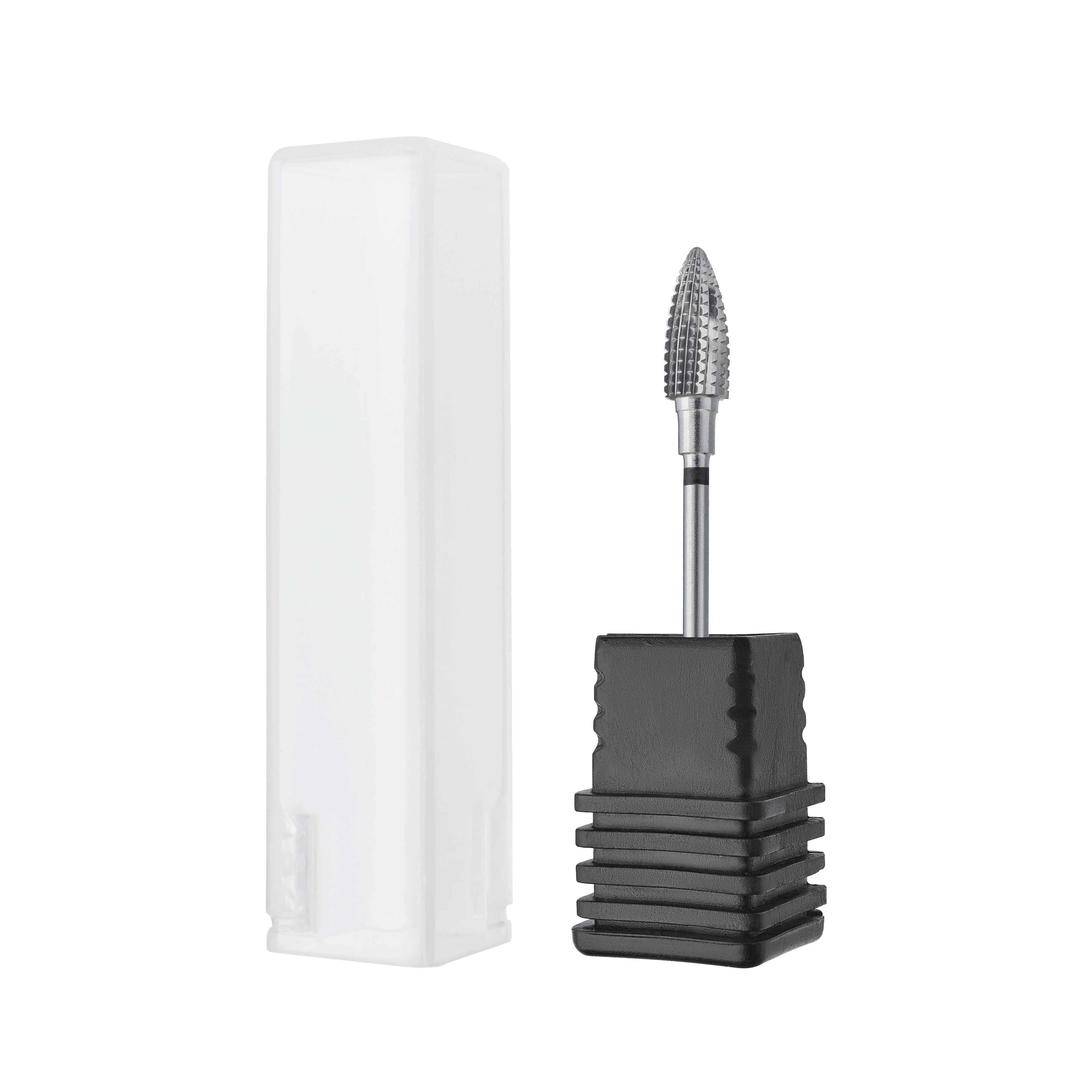 STALEKS EXPERT Carbide nail drill bit pine cone black hard, head diameter 6 mm, working part 14 mm