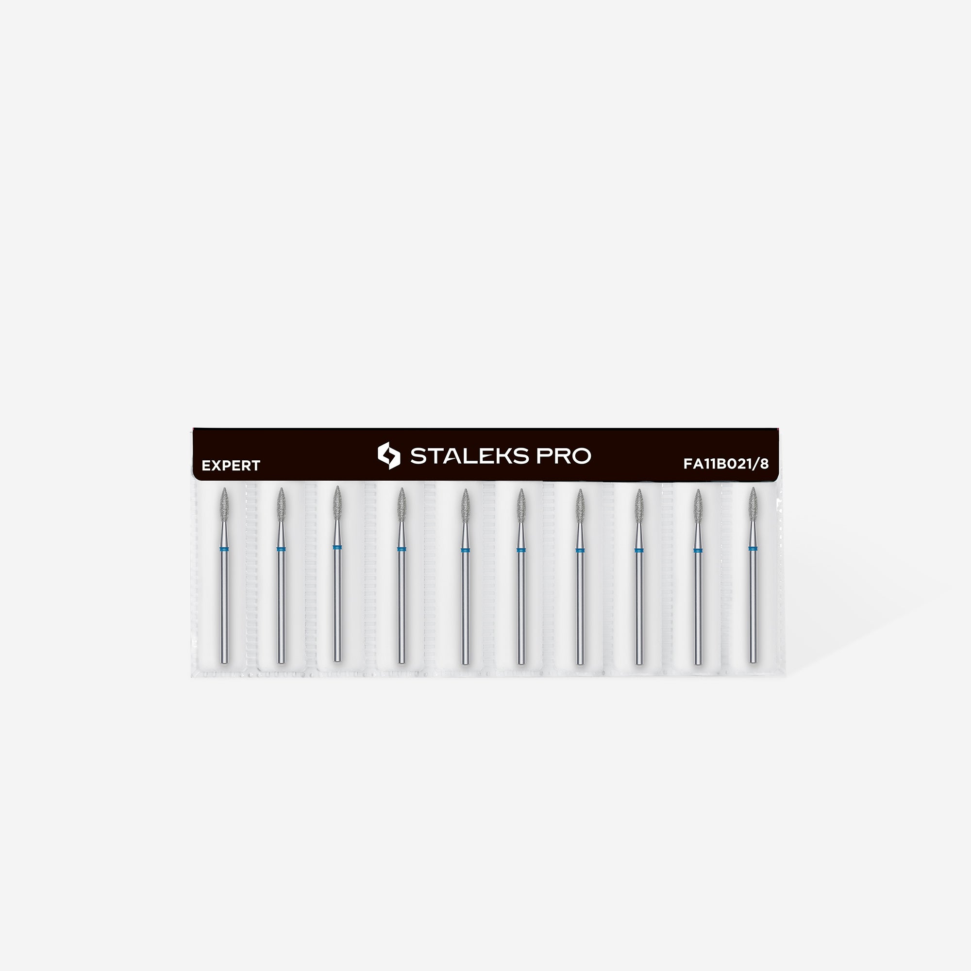 Diamond nail drill bit pointed flame blue EXPERT head diameter 2,1 mm / working part 8 mm