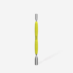 Manicure pusher Gummy with yellow silicone handle UNIQ 10 TYPE 1 (rounded wide and rounded narrow pusher)