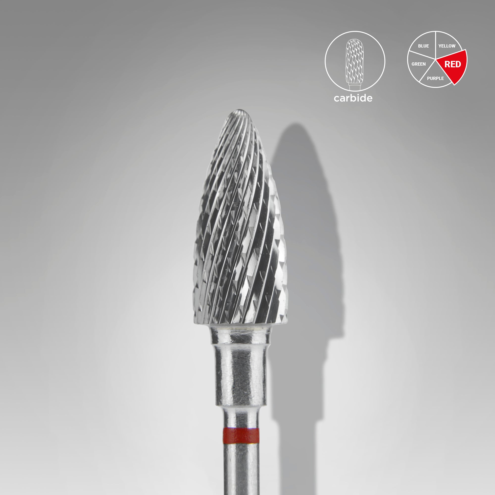 STALEKS EXPERT Carbide nail drill bit pine cone red, head diameter 6 mm, working part 14 mm