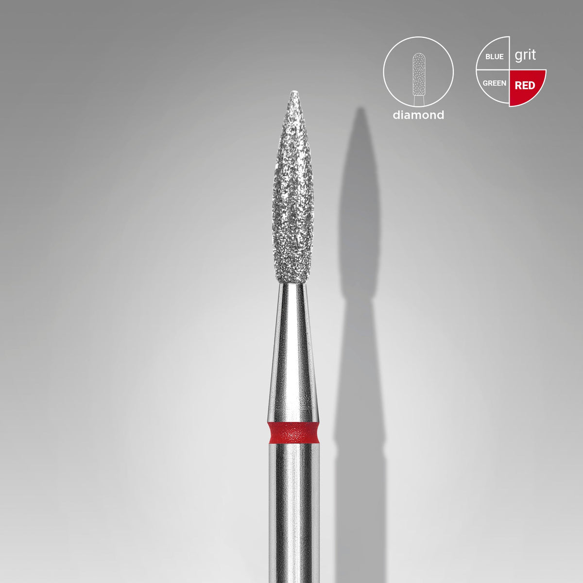STALEKS EXPERT Diamond nail drill bit pointed flame red, head diameter 2,3 mm, working part 8 mm