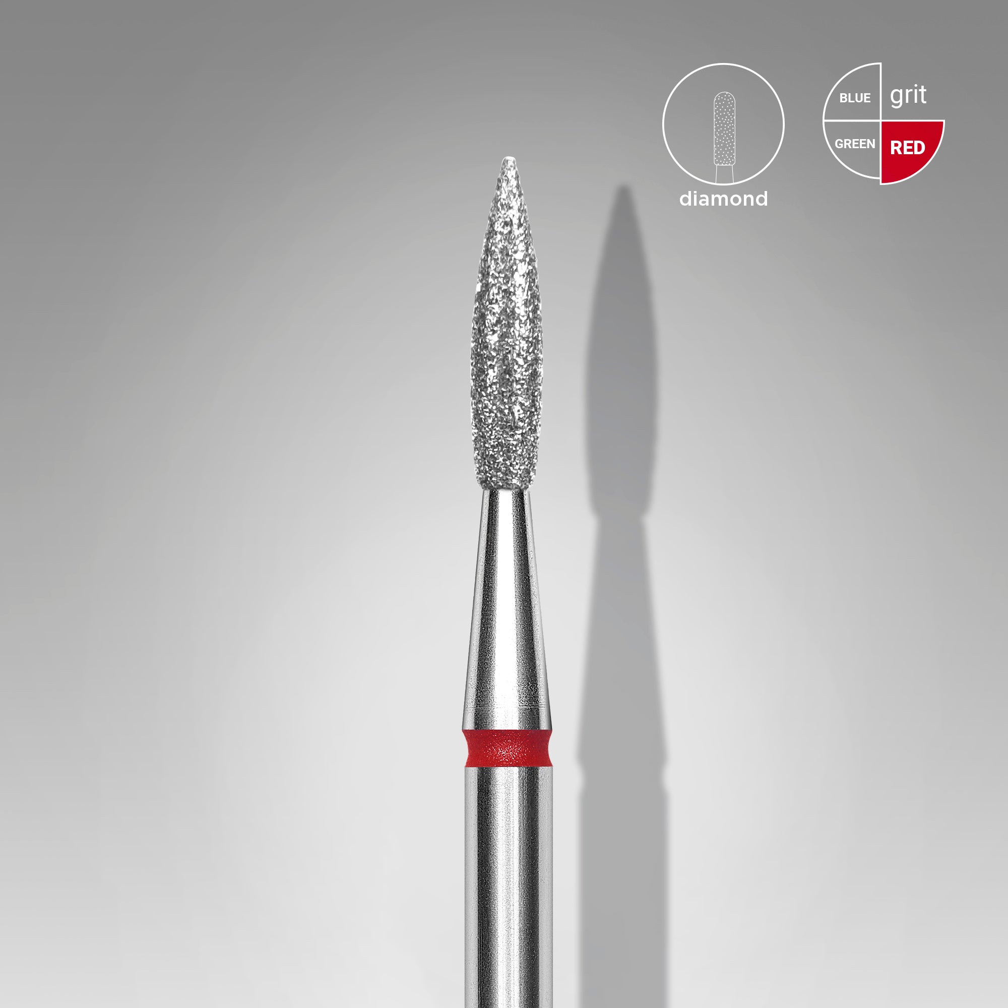 STALEKS EXPERT Diamond nail drill bit pointed flame red, head diameter 2,3 mm, working part 8 mm