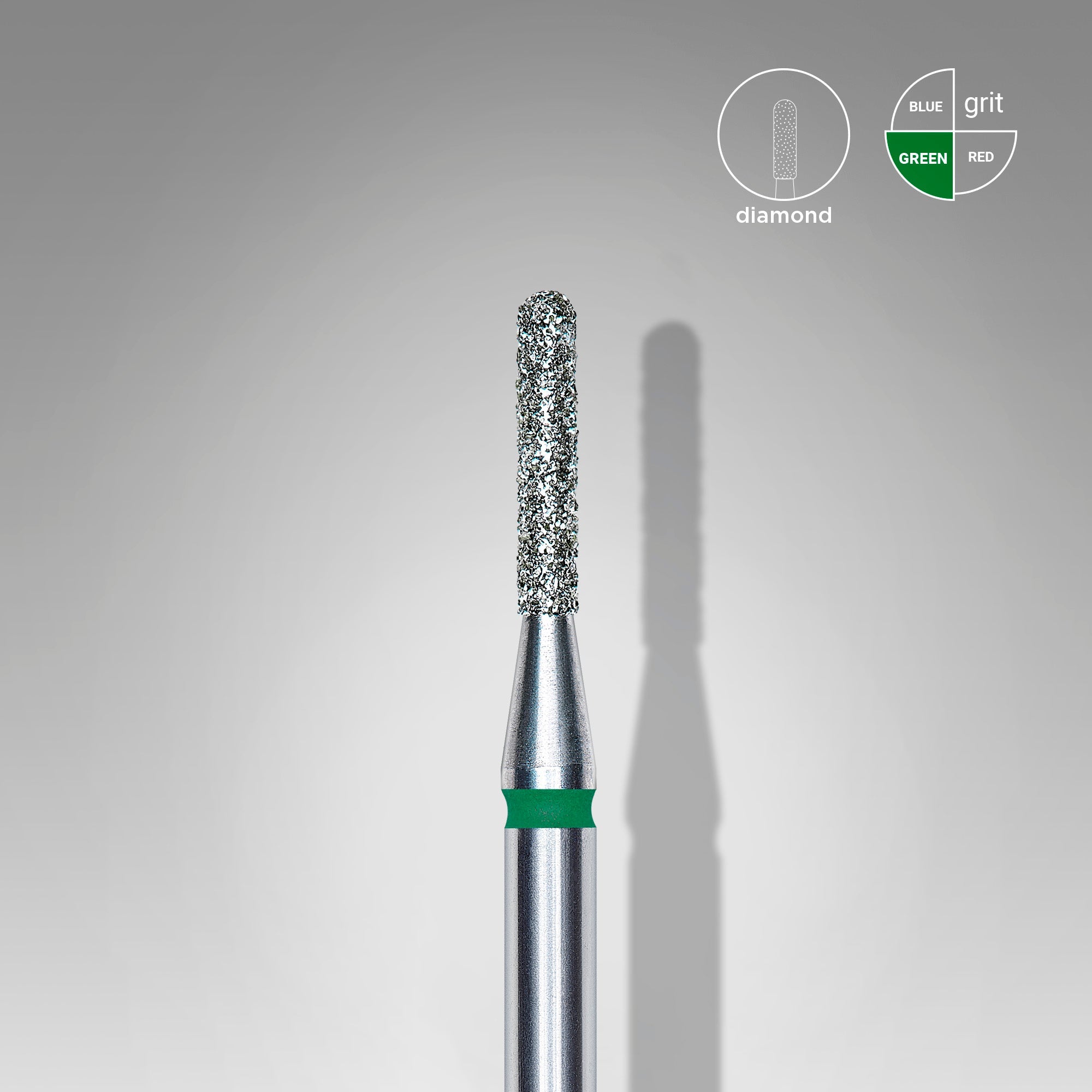 STALEKS EXPERT Diamond nail drill bit rounded cylinder green, head diameter 1,4 mm, working part 8 mm
