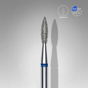 STALEKS EXPERT Diamond nail drill bit pointed flame blue, head diameter 2,1 mm, working part 8 mm