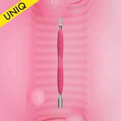 Manicure pusher Gummy with silicone handle UNIQ 10 TYPE 5 (rounded narrow pusher and straight blade)