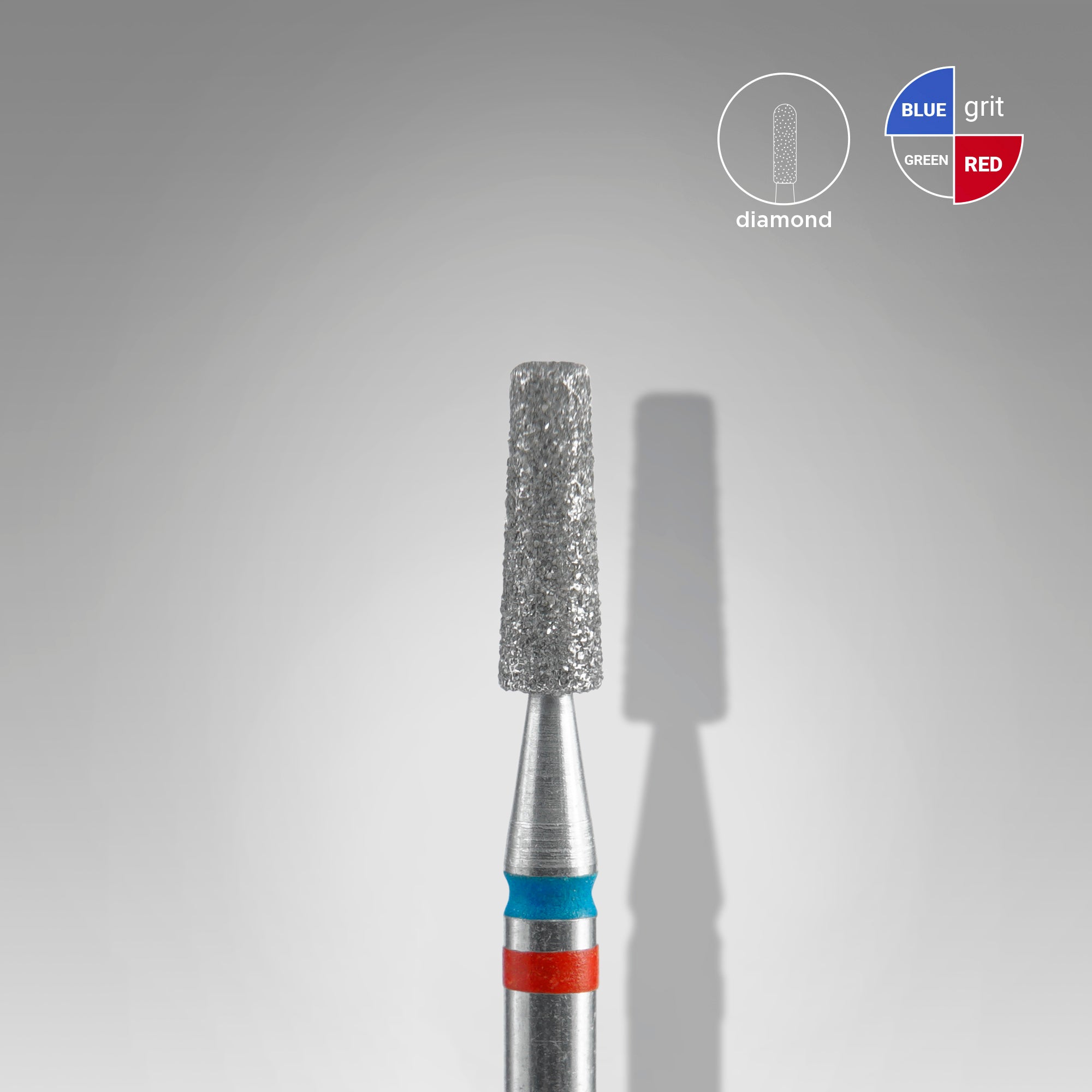 STALEKS EXPERT Diamond nail drill bit DUO cone red-blue, head diameter 2,5 mm, working part 8 mm