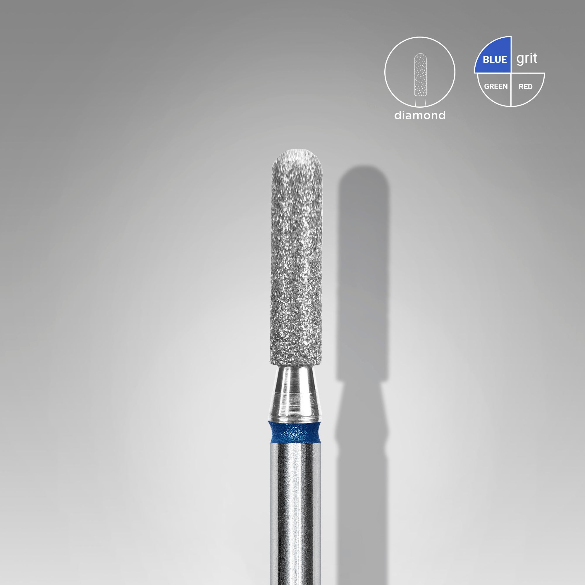 Diamond nail drill bit rounded cylinder blue EXPERT head diameter 2,3 mm / working part 6,5 mm