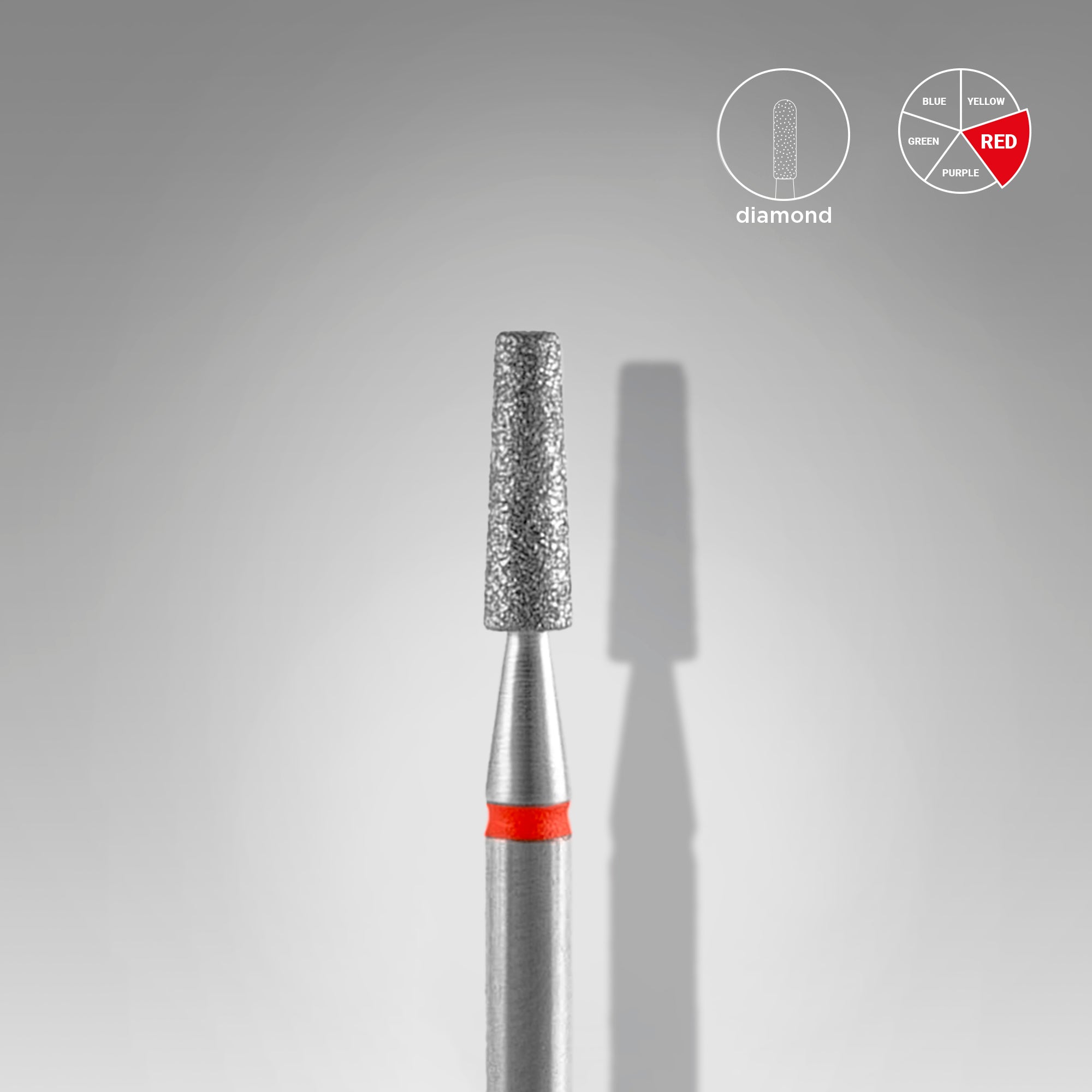 STALEKS EXPERT Diamond nail drill bit frustum red, head diameter 2,5 mm, working part 8 mm