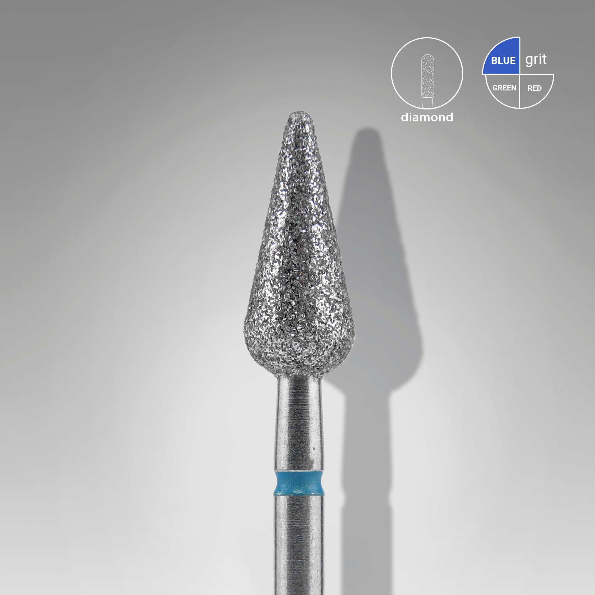 Mũi mài móng kim cương hình que diêm EXPERT vạch xanh lá, đường kính đầu 2,3 mm, chiều dài đầu mài 5 mm