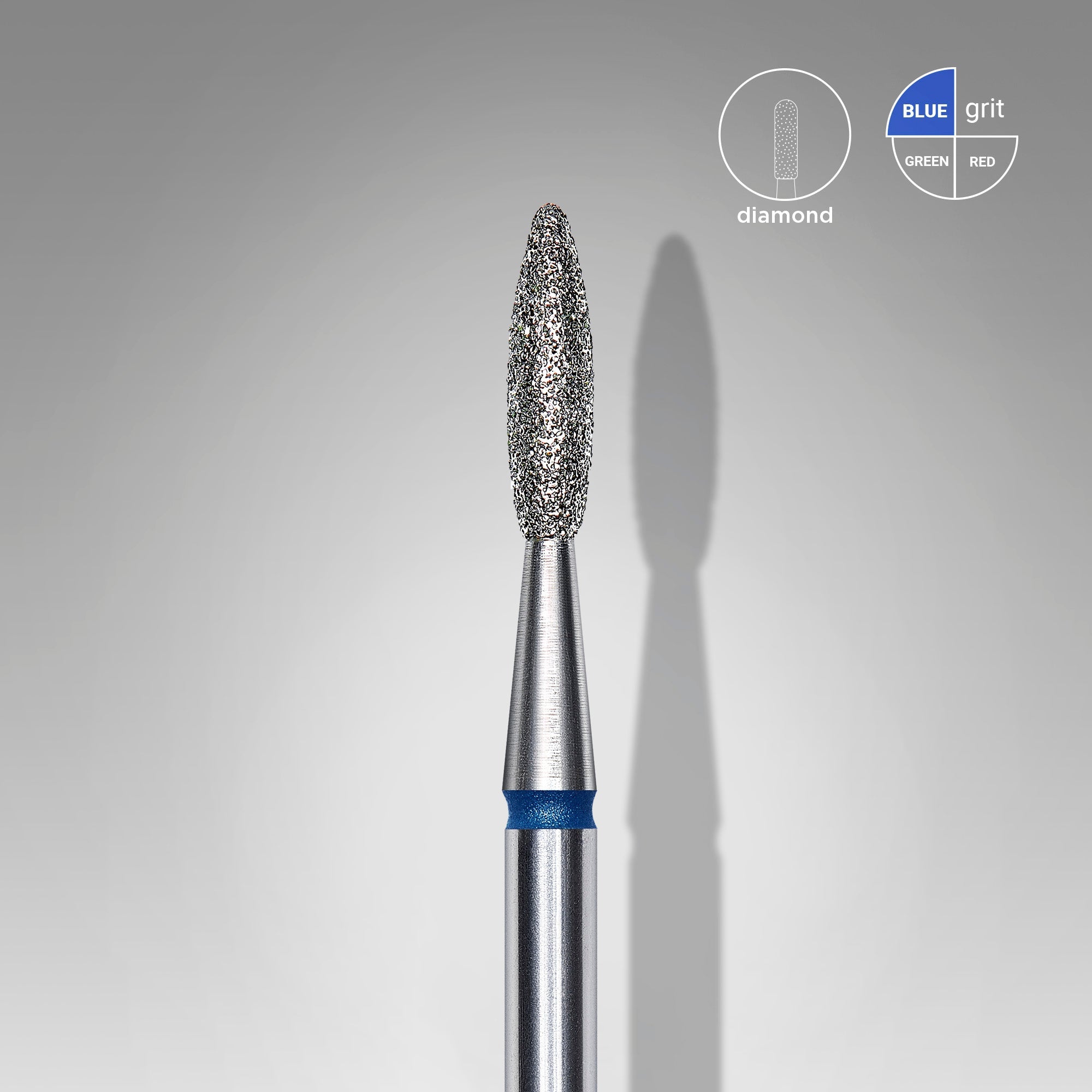 STALEKS EXPERT Diamond nail drill bit flame blue, head diameter 2,1 mm, working part 8 mm