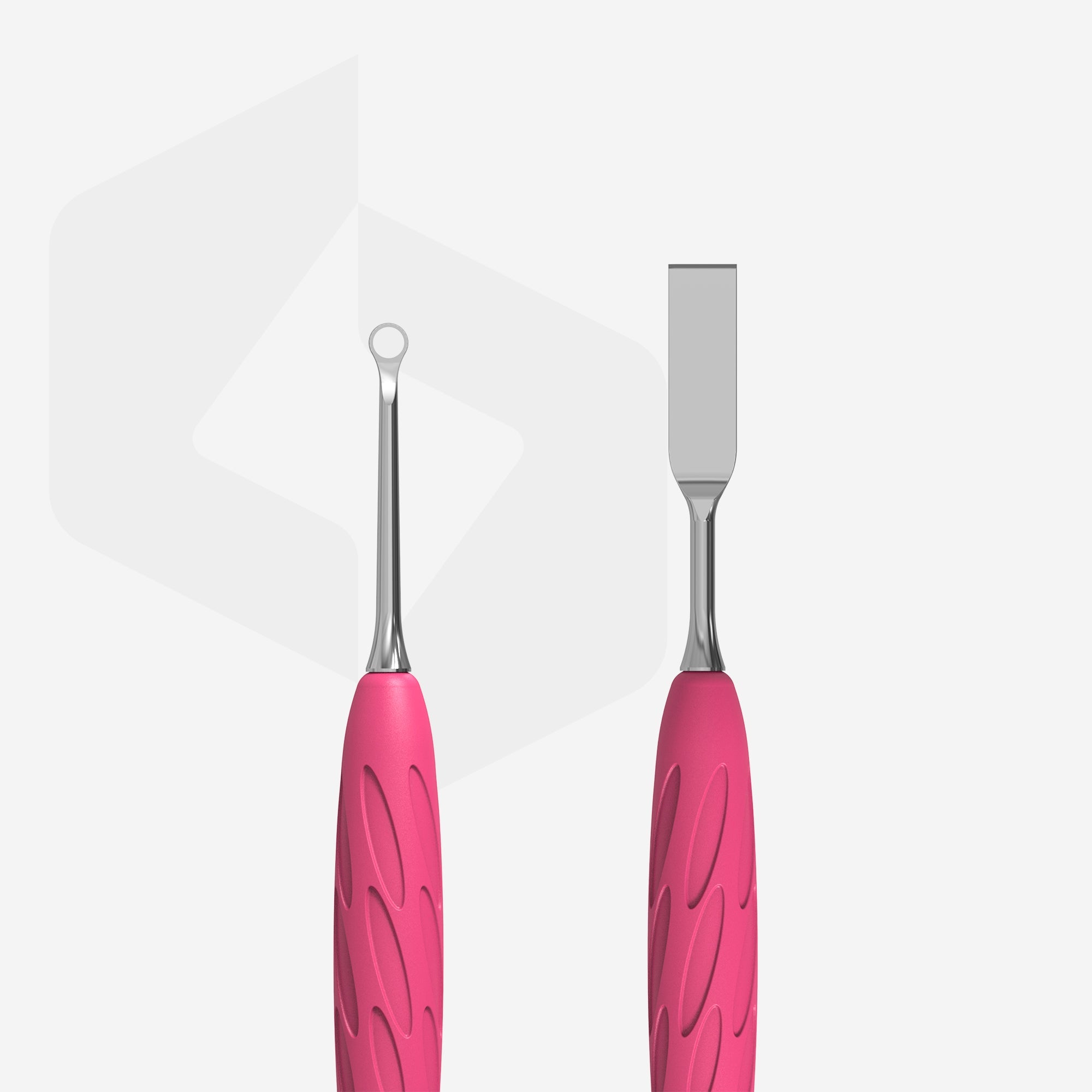 Manicure pusher Gummy with yellow silicone handle UNIQ 11 TYPE 1 (straight flat and loop pusher)