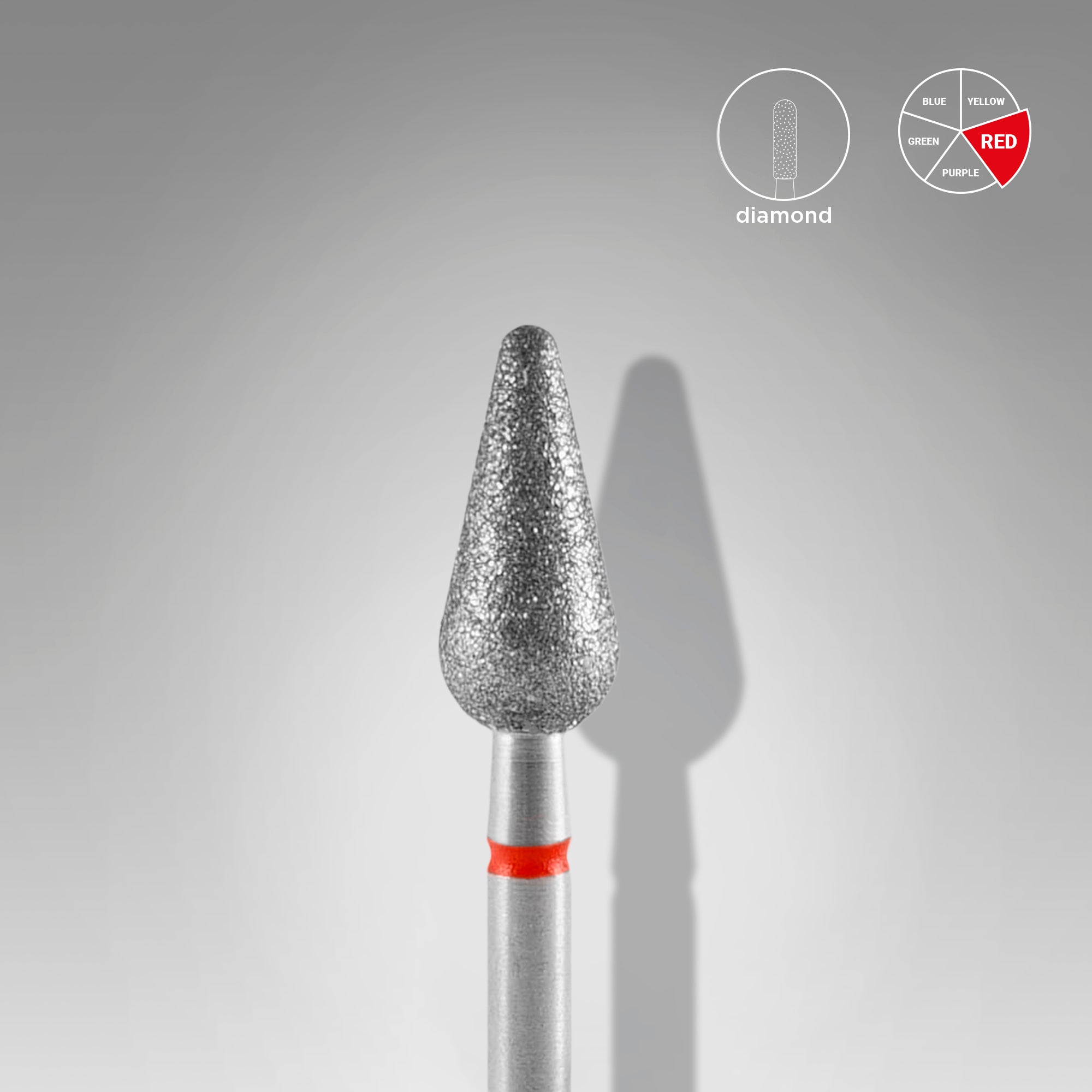 STALEKS EXPERT Diamond nail drill bit rounded pear red, head diameter 5 mm, working part 12 mm