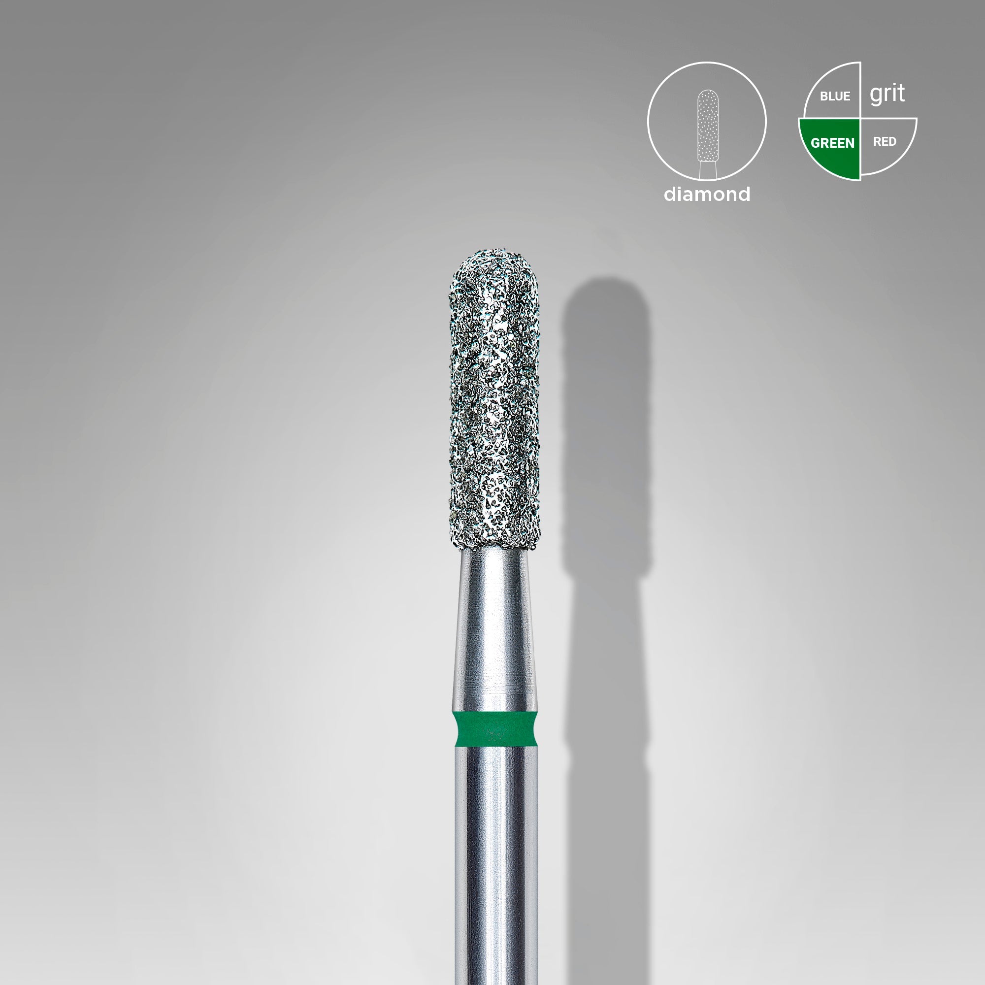 STALEKS EXPERT Diamond nail drill bit rounded cylinder green, head diameter 2,3 mm, working part 8 mm