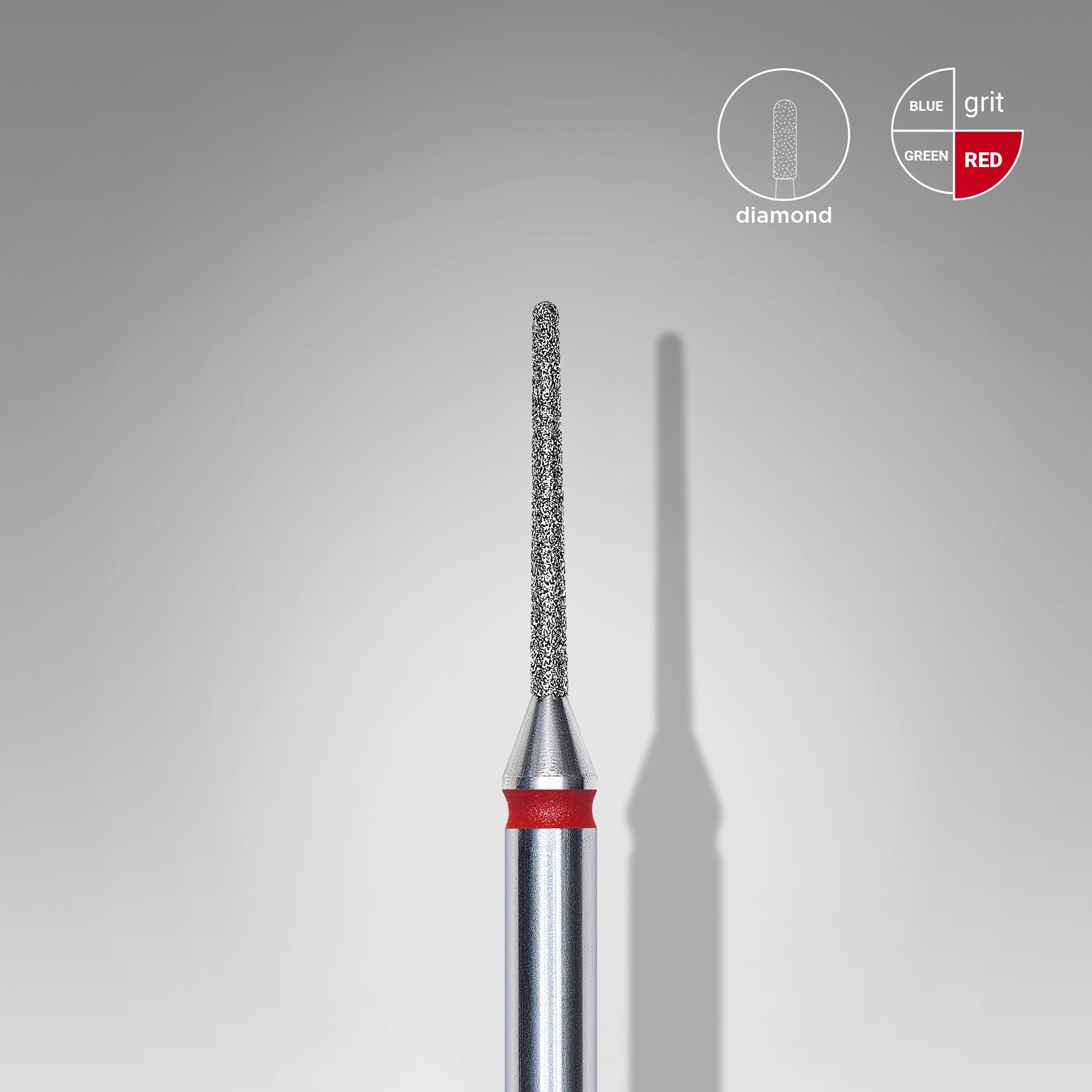 STALEKS EXPERT Diamond nail drill bit needle red, head diameter 1 mm, working part 10 mm