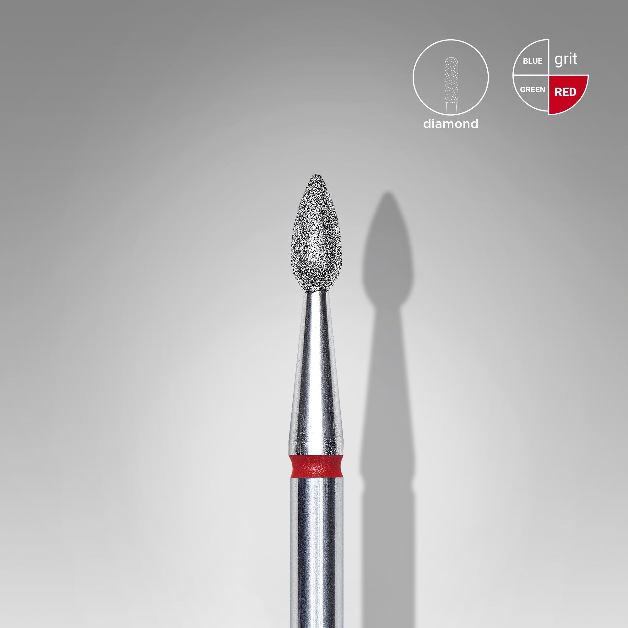 Mũi mài móng kim cương hình giọt nước EXPERT vạch đỏ, đường kính đầu 2,3 mm, chiều dài đầu mài 5 mm