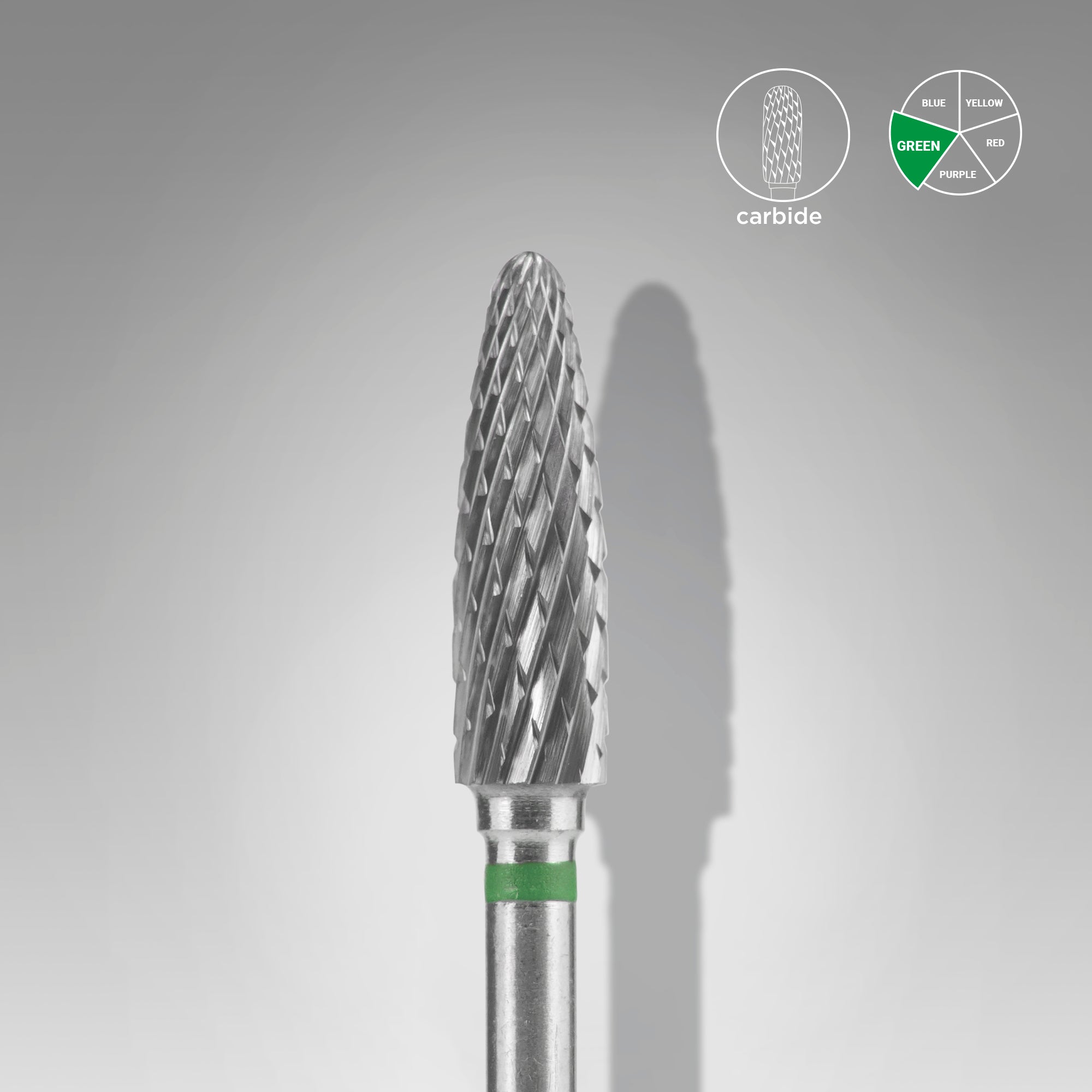 STALEKS EXPERT Carbide nail drill bit corn green, head diameter 4 mm, working part 14 mm