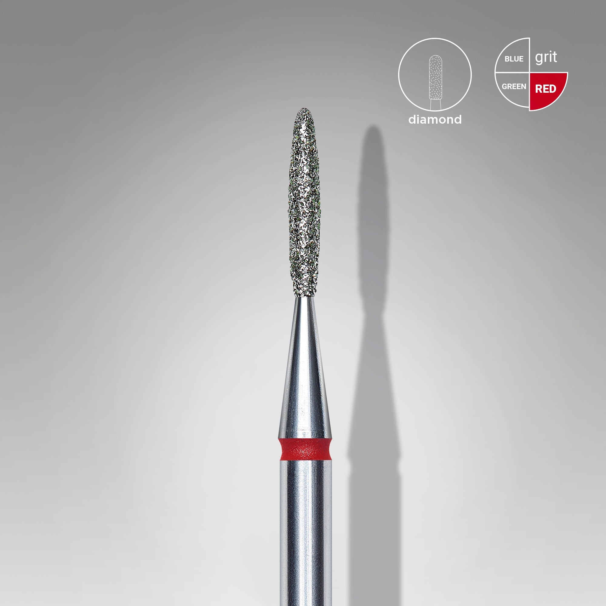 STALEKS EXPERT Diamond nail drill bit flame red, head diameter 1,4 mm, working part 8 mm