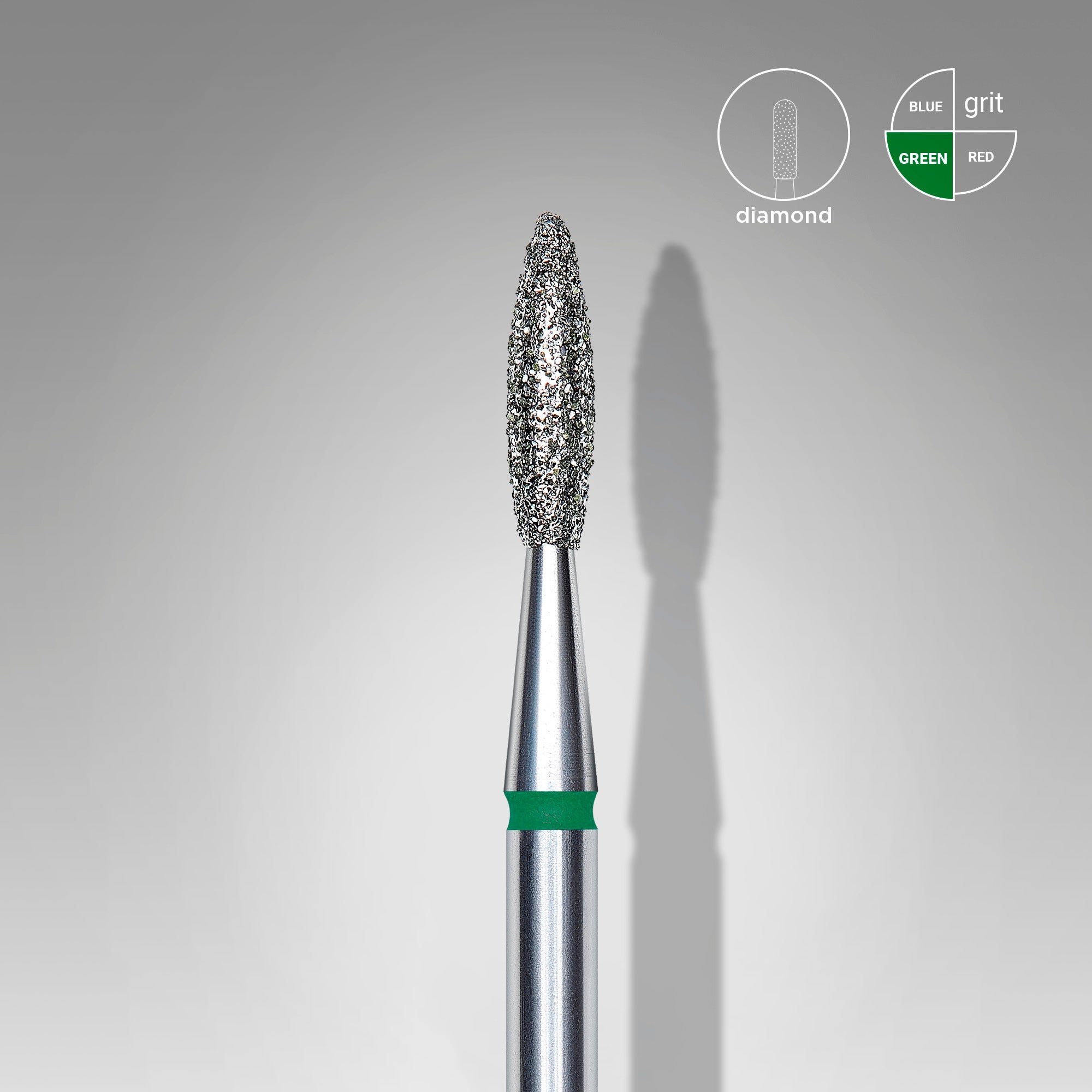 STALEKS EXPERT Diamond nail drill bit flame green, head diameter 2,1 mm, working part 8 mm
