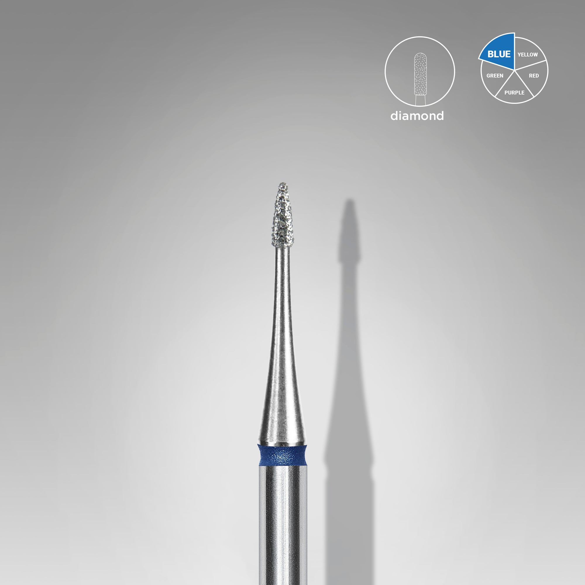 Mũi mài móng kim cương hình lê nhọn EXPERT vạch đỏ, đường kính đầu 5 mm, chiều dài đầu mài 12 mm