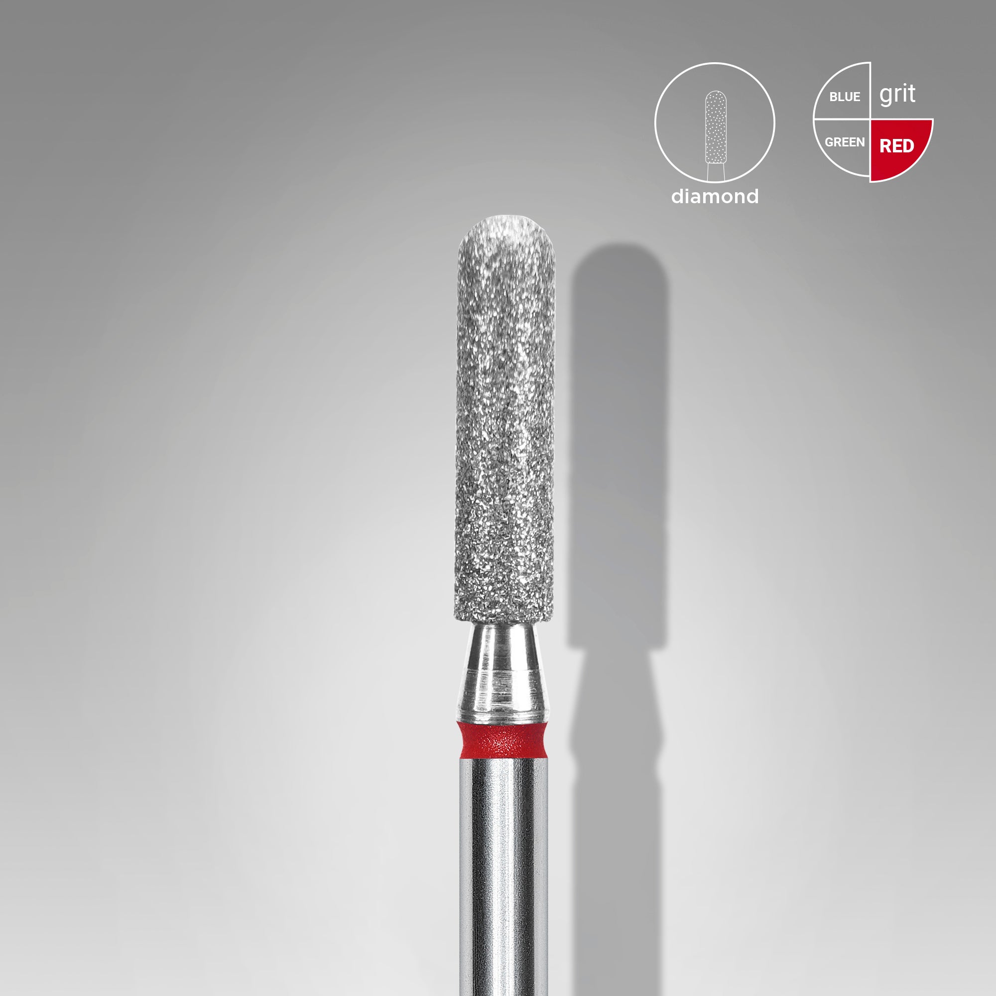 STALEKS EXPERT Diamond nail drill bit rounded cylinder red, head diameter 2,5 mm, working part 10 mm