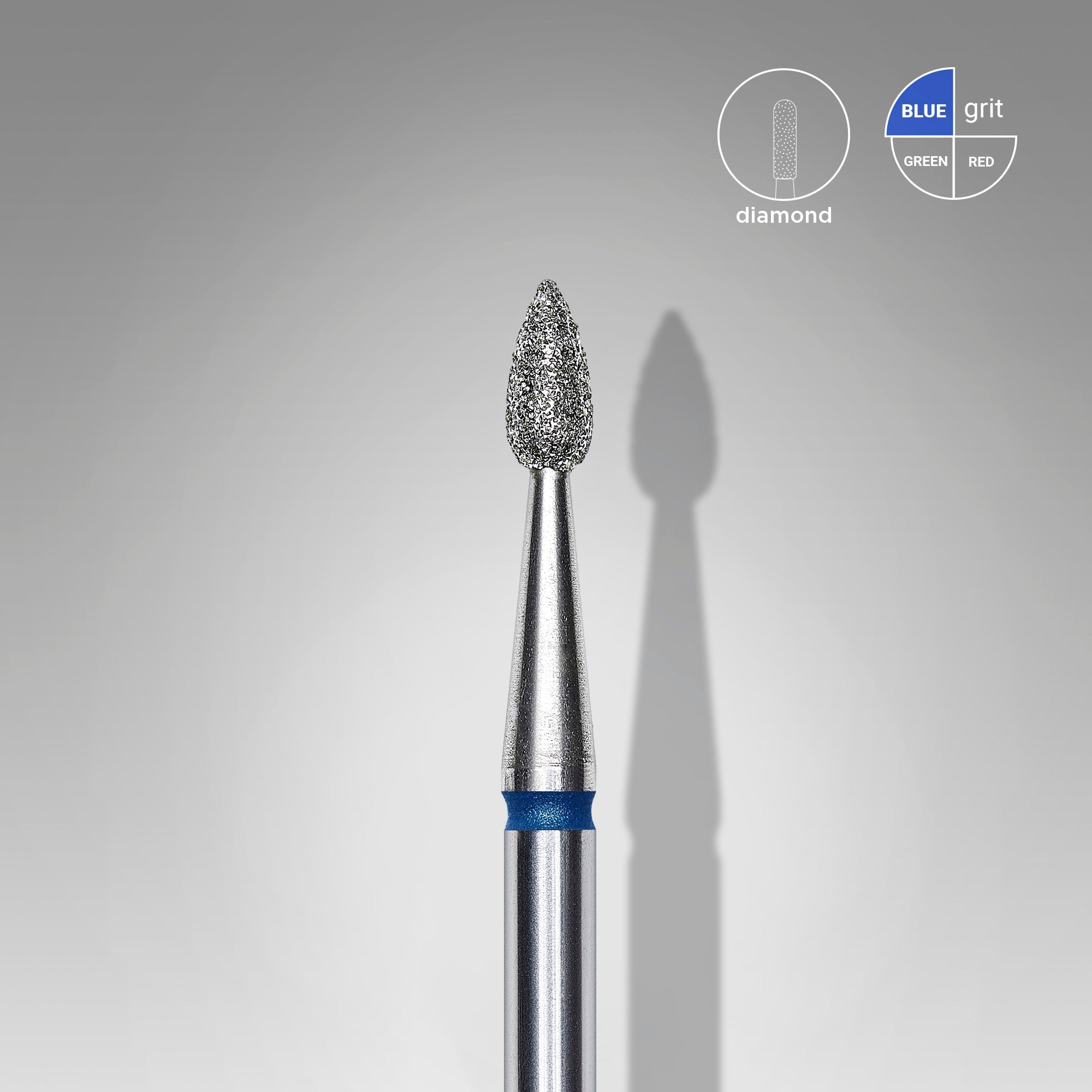 STALEKS EXPERT Diamond nail drill bit drop blue, head diameter 2,3 mm, working part 5 mm