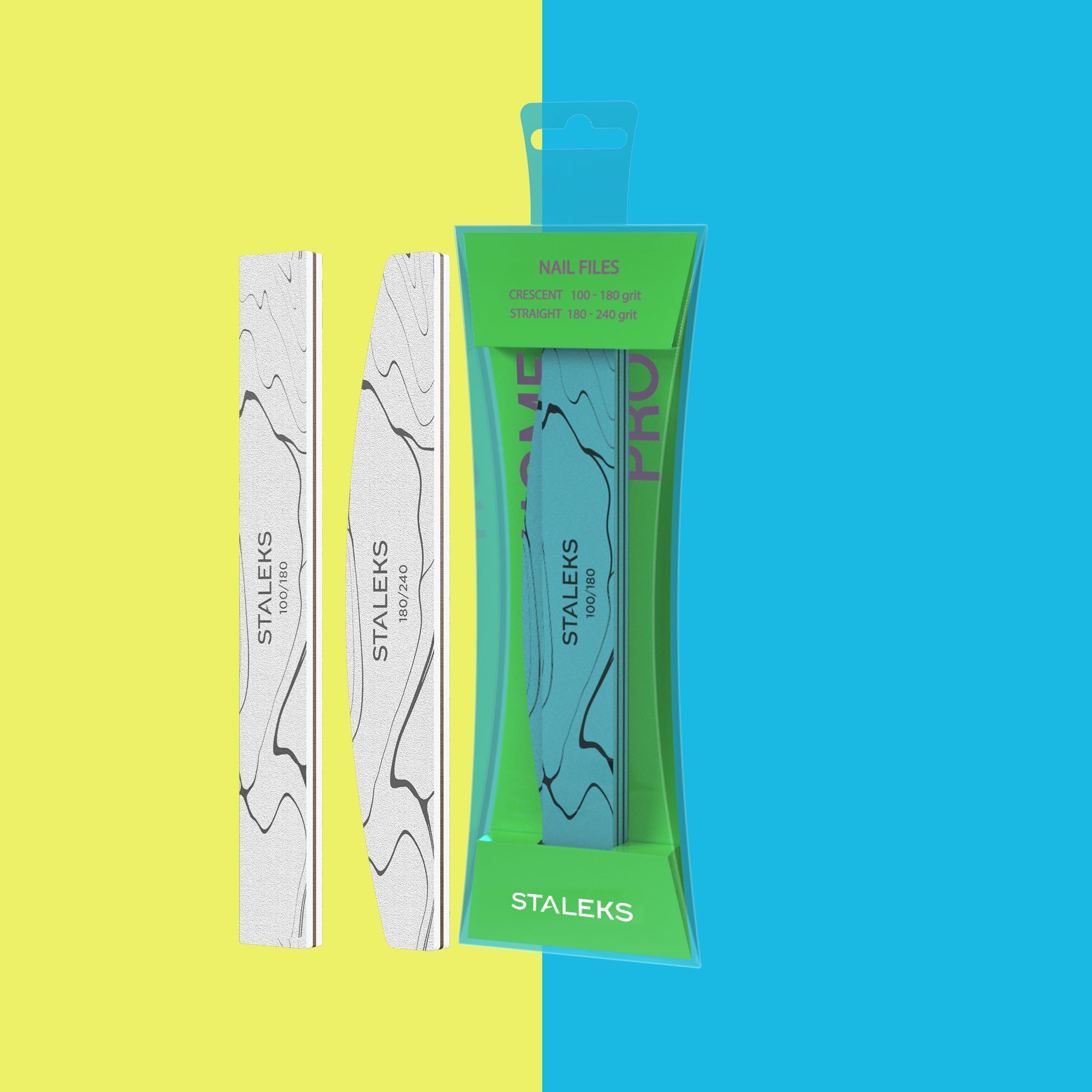 STALEKS HOME PRO Mineral nail files set, 100/180/240 grit (2 pcs)