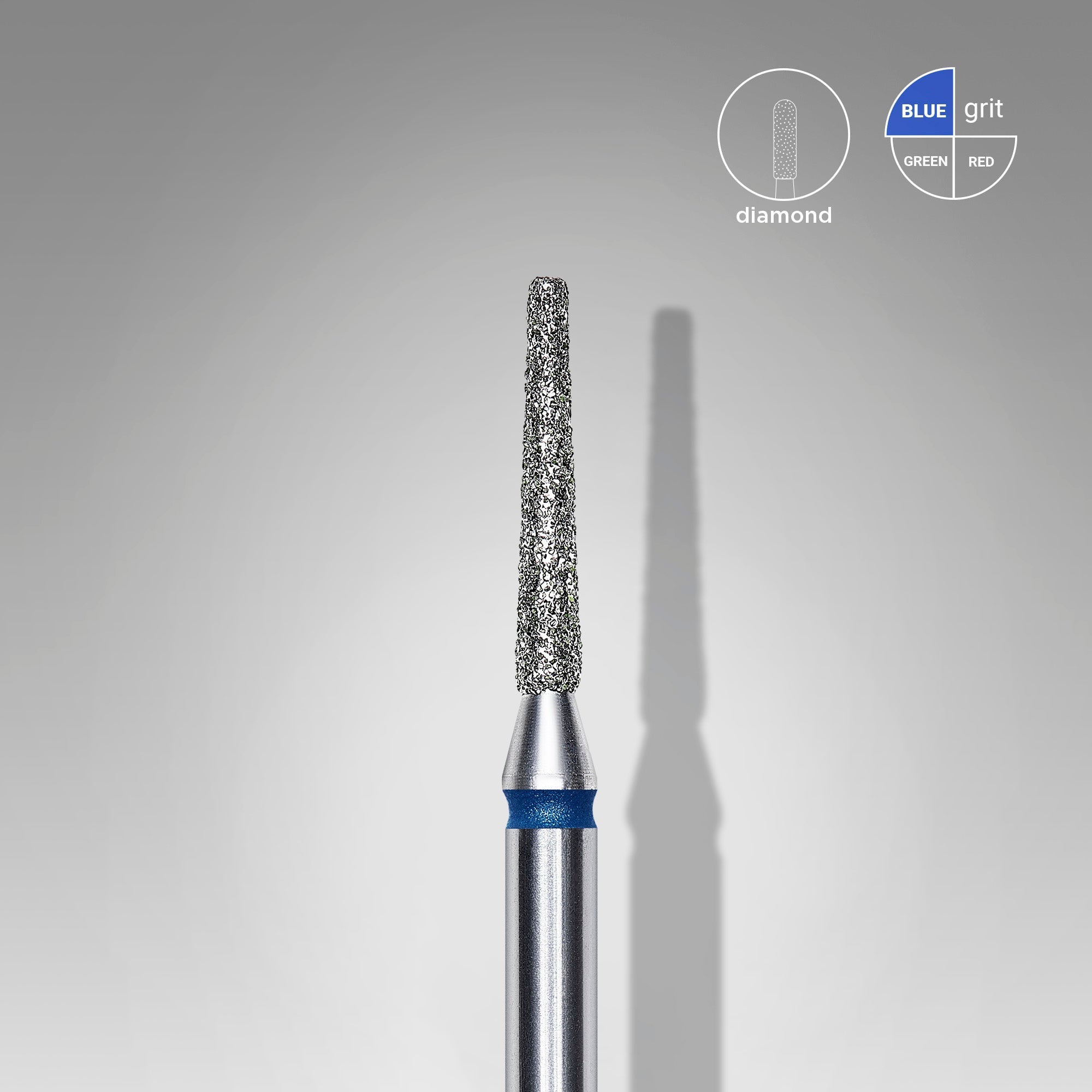 Mũi mài móng kim cương hình nón cụt EXPERT vạch xanh dương, đường kính đầu 1,6 mm, chiều dài đầu mài 10 mm