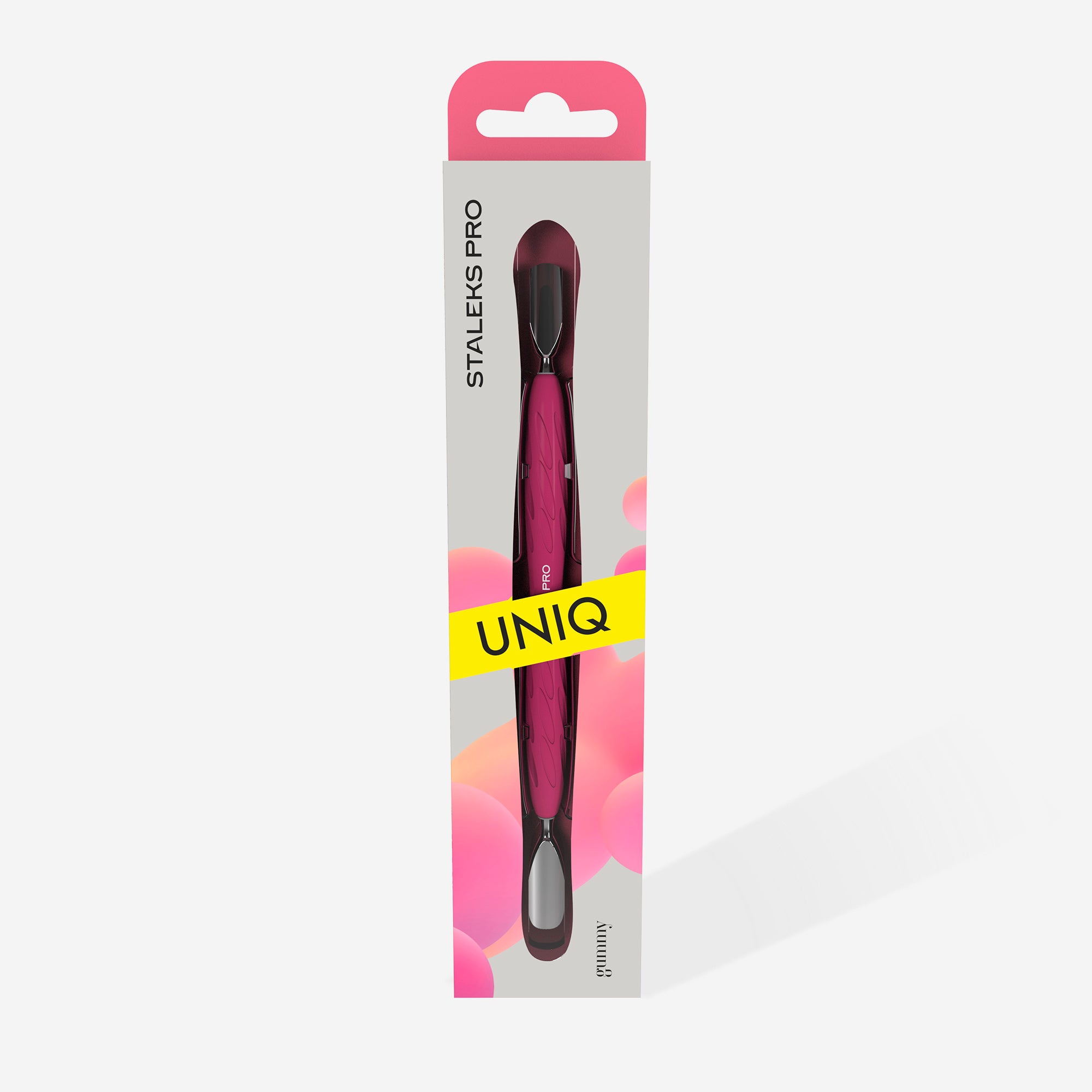 Manicure pusher Gummy  with silicone handle UNIQ 10 TYPE 1 (rounded wide and rounded narrow pusher)