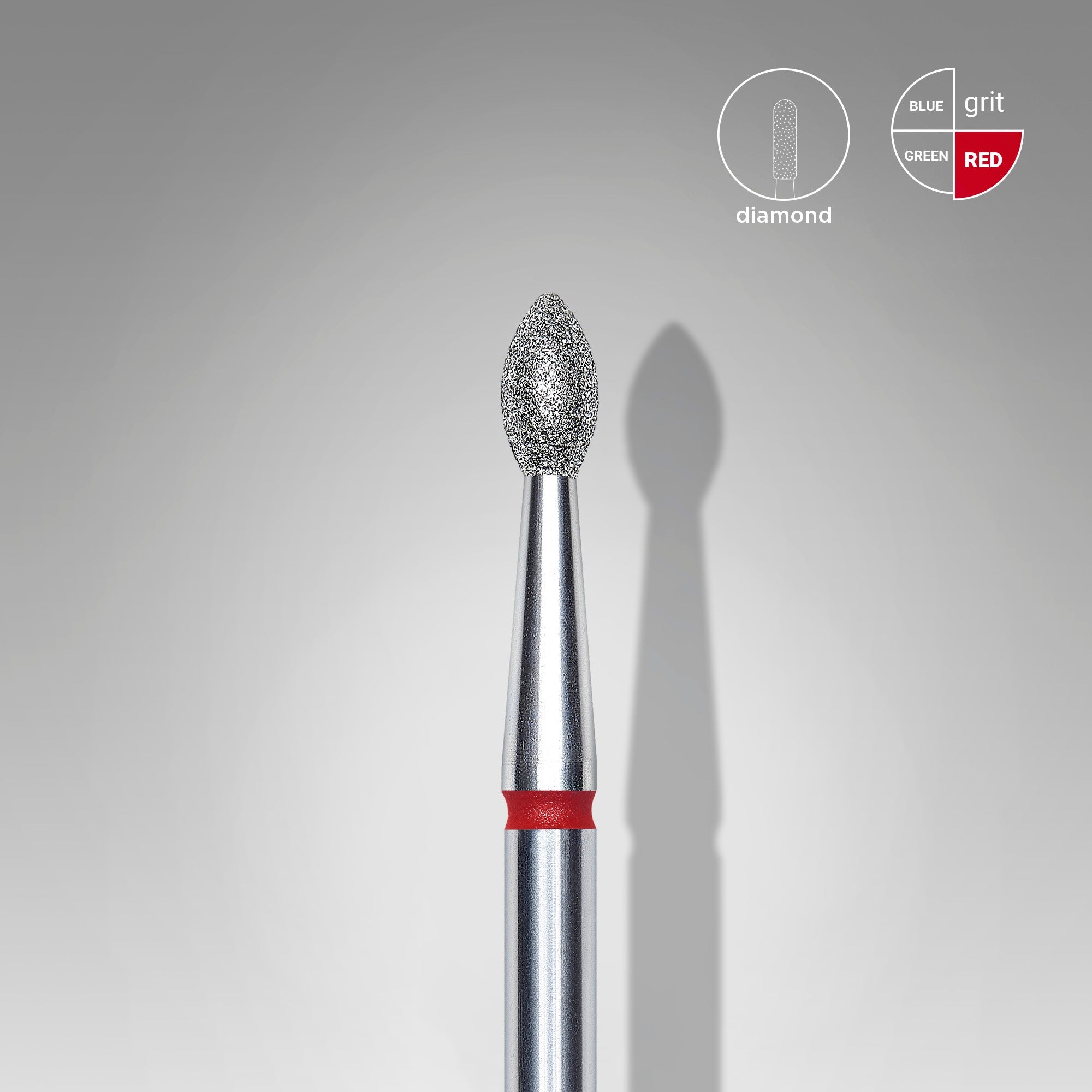 STALEKS EXPERT Diamond nail drill bit pointed bud red, head diameter 2,5 mm, working part 4,5 mm