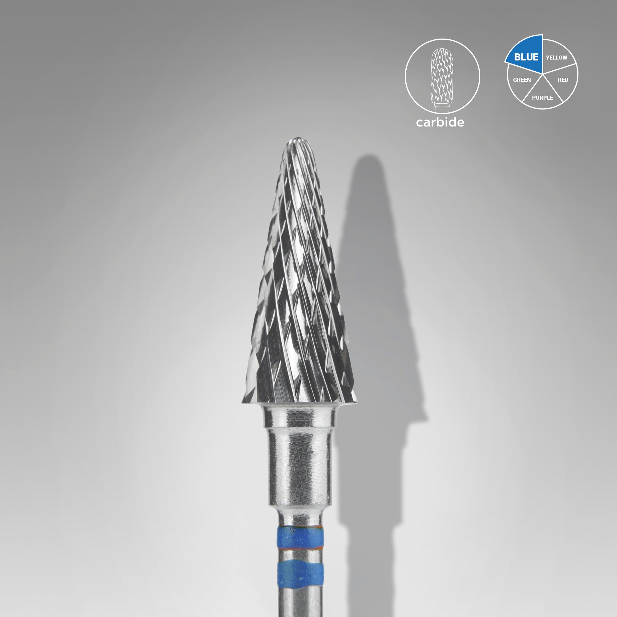 STALEKS EXPERT Carbide nail drill bit for left-handed users cone blue, head diameter 6 mm, working part 14 mm
