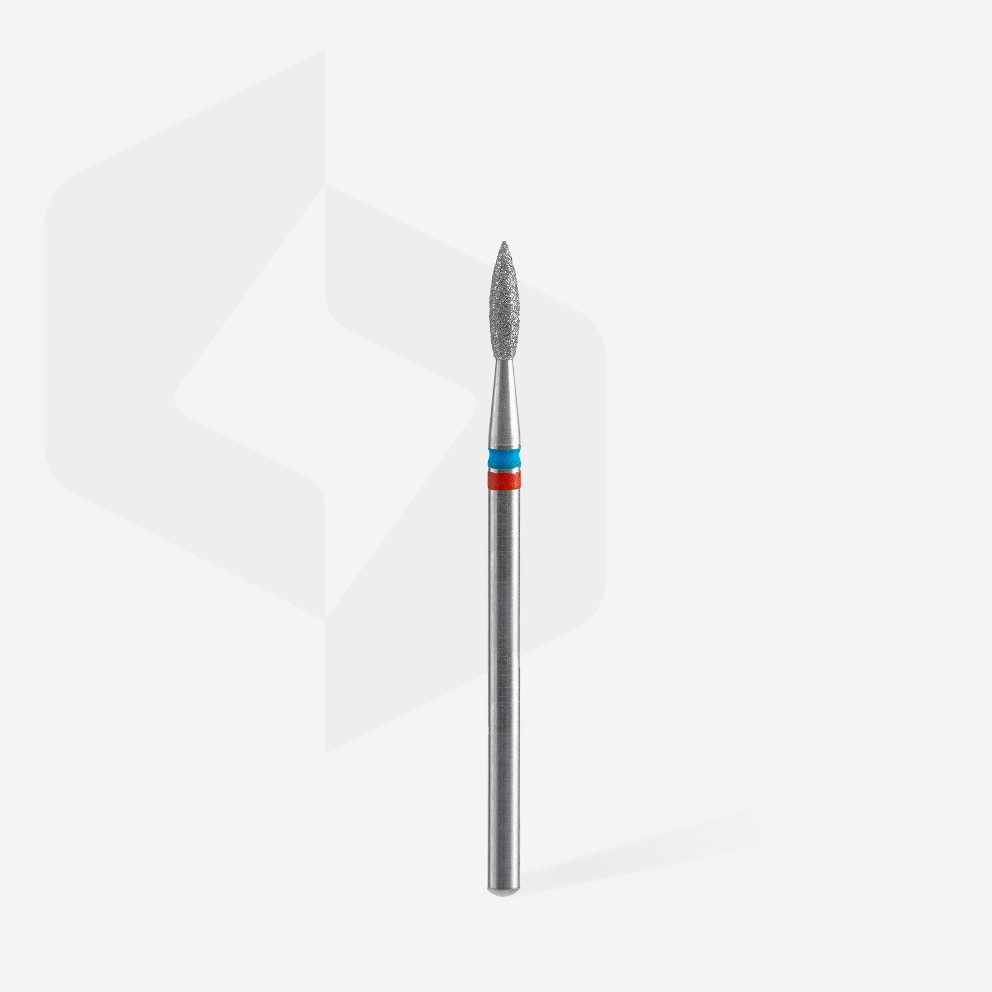 STALEKS EXPERT Diamond nail drill bit DUO pointed flame red-blue, head diameter 2,1 mm, working part 8 mm