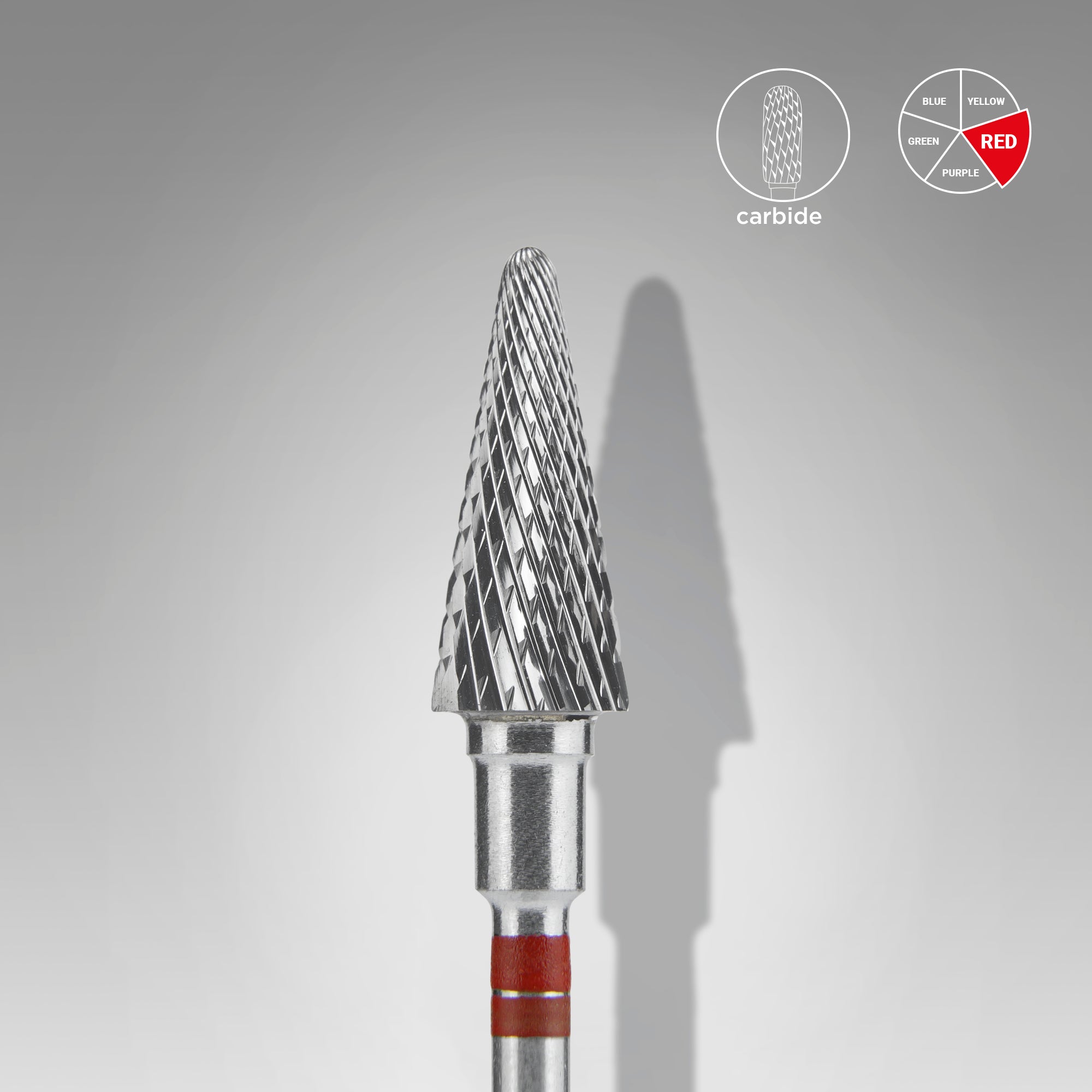 STALEKS EXPERT Carbide nail drill bit for left-handed users cone red, head diameter 6 mm, working part 14 mm