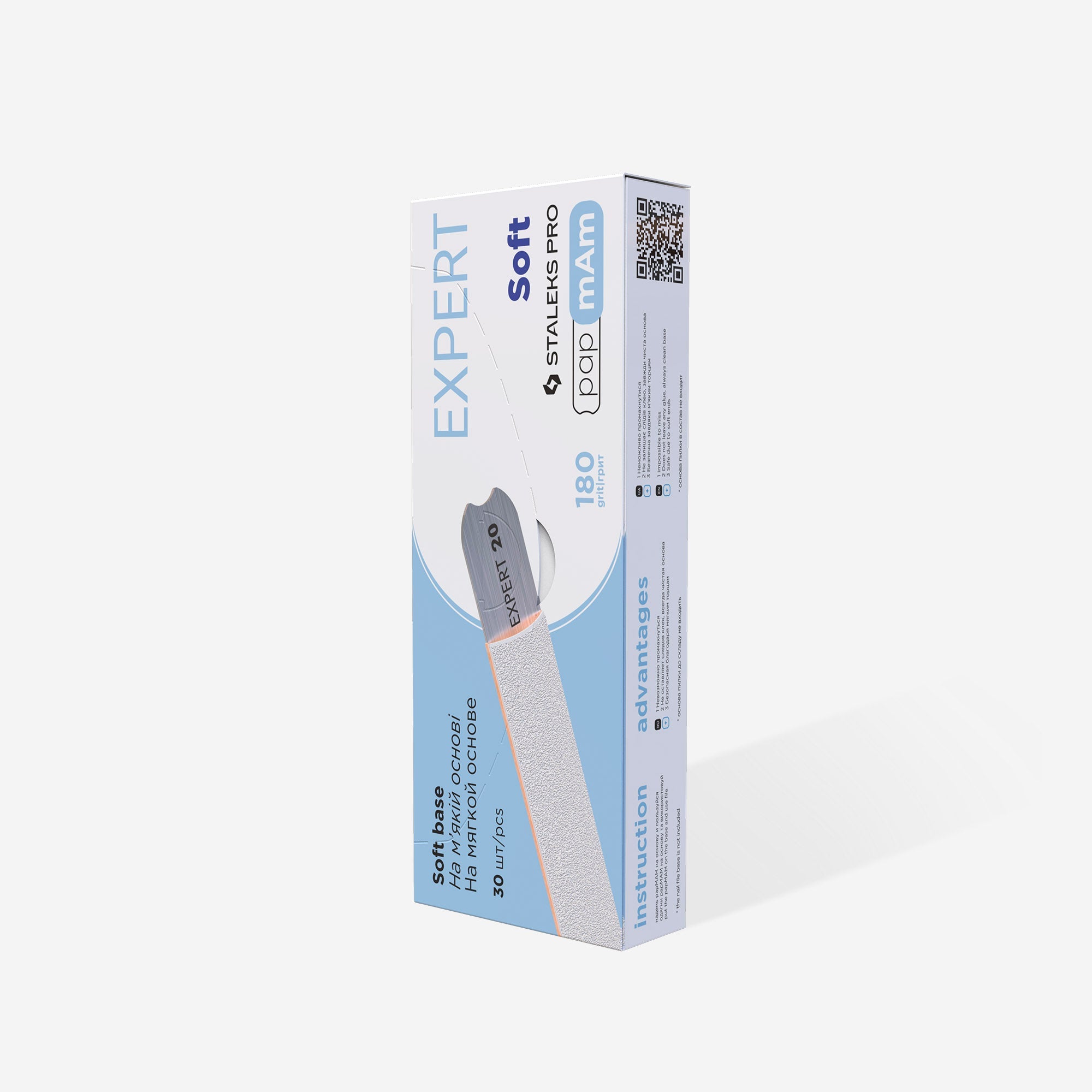STALEKS EXPERT 20 papmAm Nail files for straight base on soft foam layer, 180 grit (25 pcs)