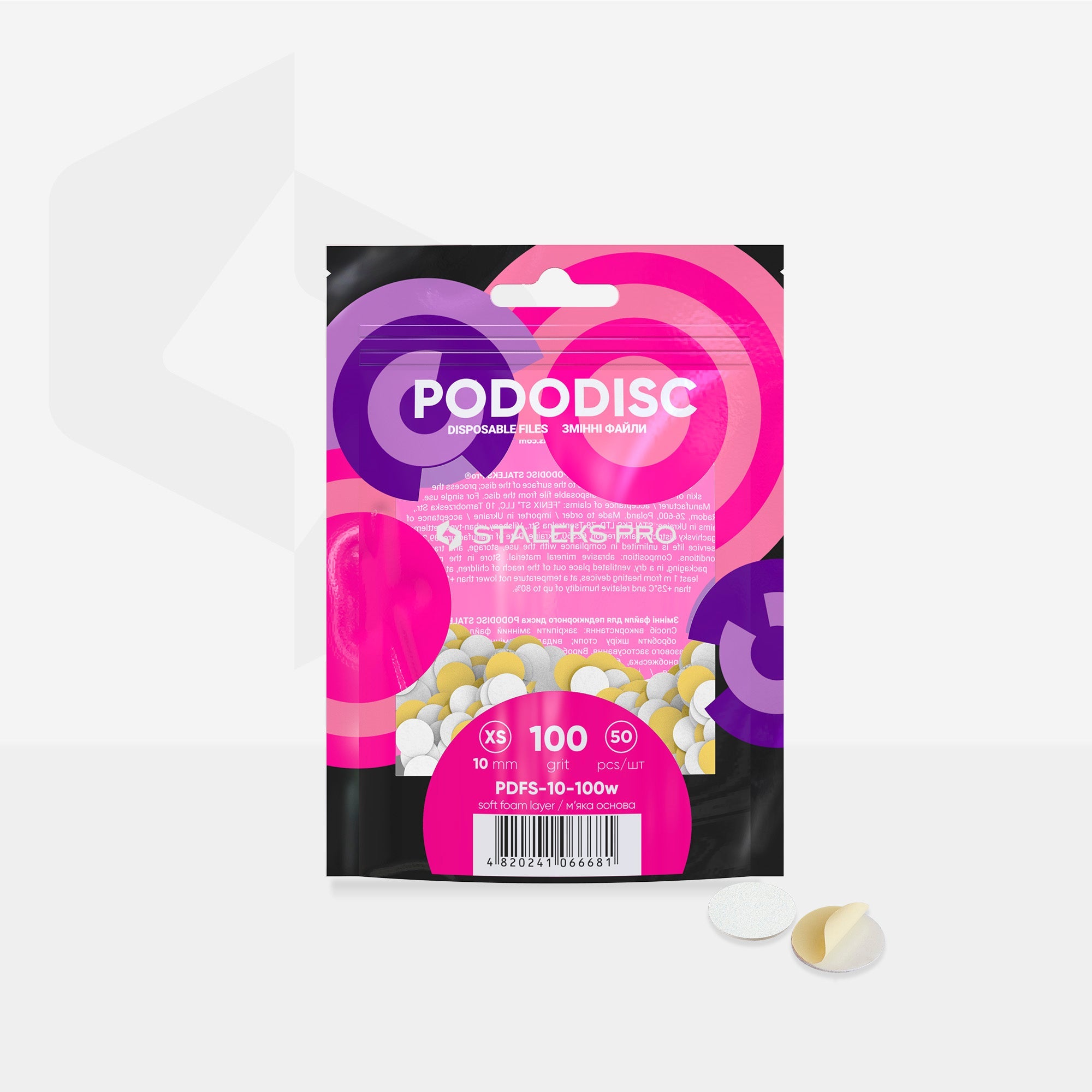 STALEKS EXPERT 10 PODODISC XS Limas adhesivas para el disco de pedicura sobre una base blanda, 100 grit 10 mm (50 uds)