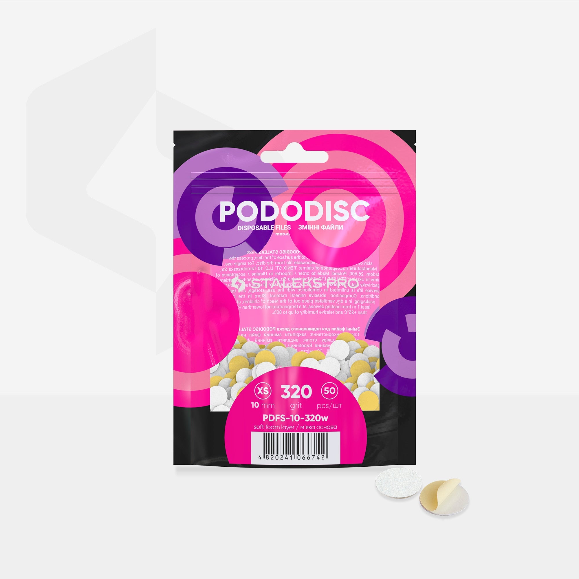 STALEKS EXPERT 10 PODODISC XS Limas adhesivas para el disco de pedicura sobre una base blanda, grano 320, 10 mm (50 uds.)