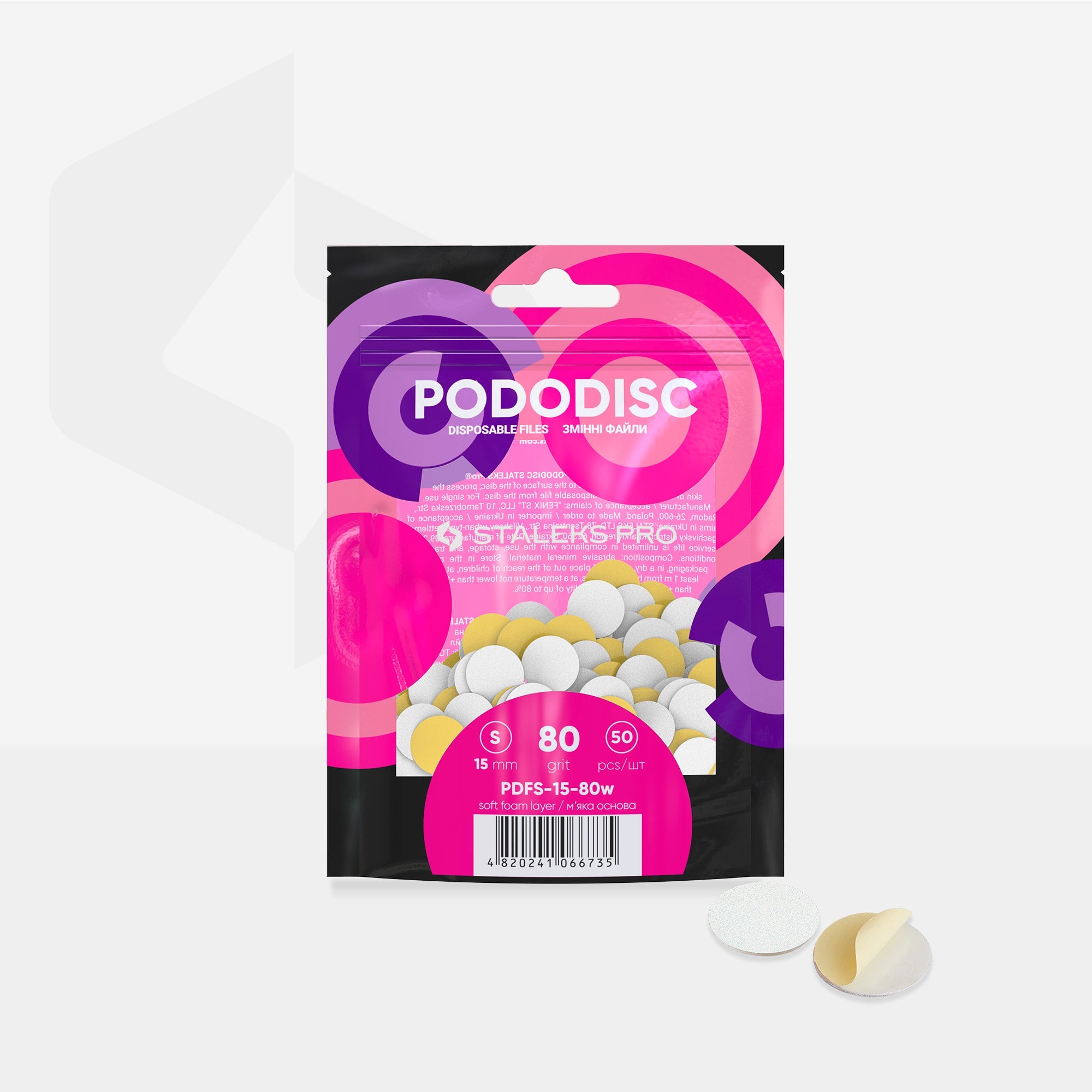 STALEKS EXPERT 15 PODODISC S Limas adhesivas para el disco de pedicura sobre una base blanda, grano 80, 15 mm (50 uds.)