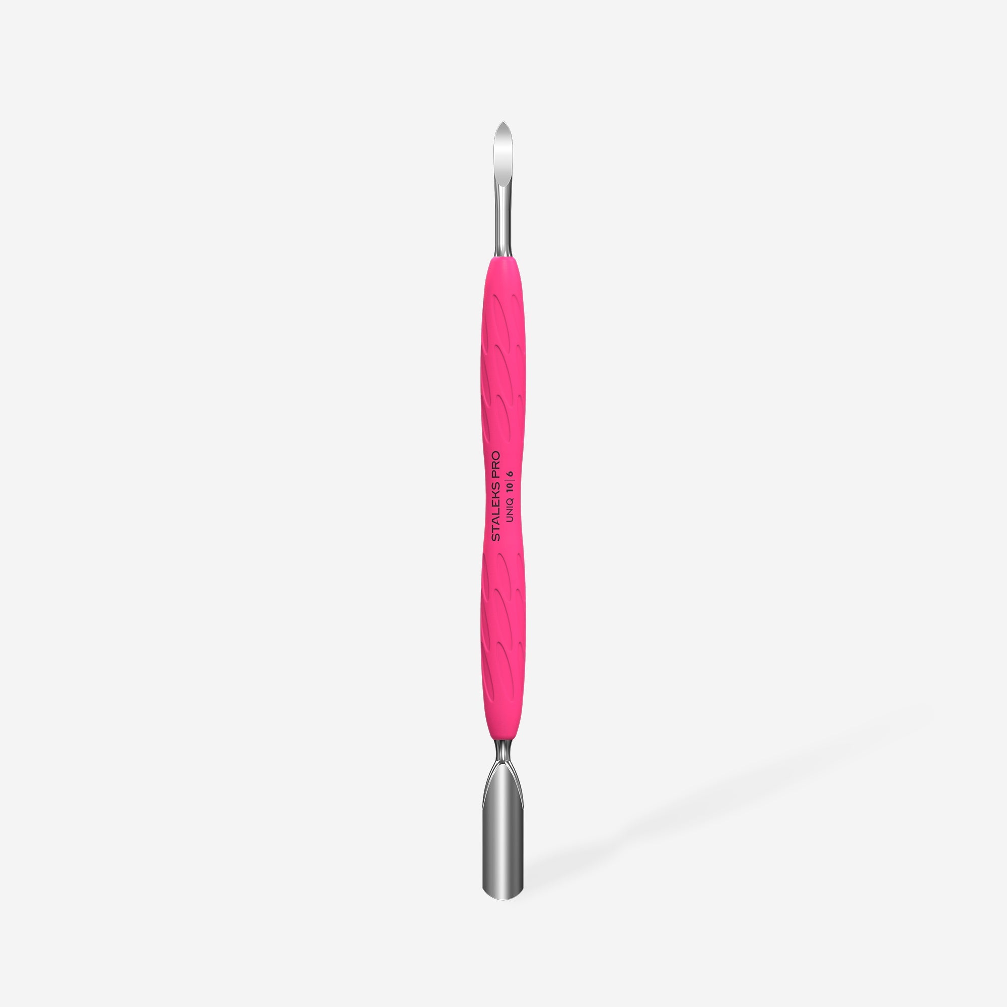 Manicure pusher Gummy with silicone handle UNIQ 10 TYPE 6 (rounded wide pusher and nail cleaner)