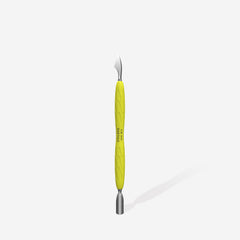 Manicure pusher Gummy with yellow silicone handle UNIQ 10 TYPE 3 (rounded narrow pusher and cleaner)
