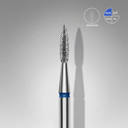 STALEKS EXPERT Diamond nail drill bit pointed flame blue, head diameter 1,8 mm, working part 8 mm