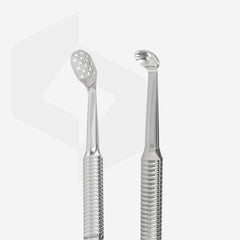 Cosmetology double-ended spoon EXPERT 20 TYPE 1 (Uno and oval with 15 holes)