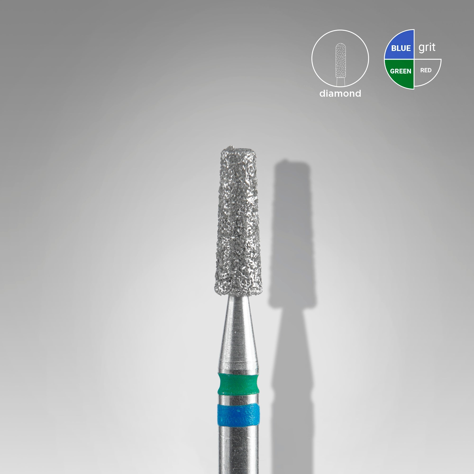 STALEKS EXPERT Diamond nail drill bit DUO cone blue-green, head diameter 2,5 mm, working part 8 mm