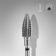 STALEKS EXPERT Carbide nail drill bit pine cone black hard, head diameter 6 mm, working part 14 mm