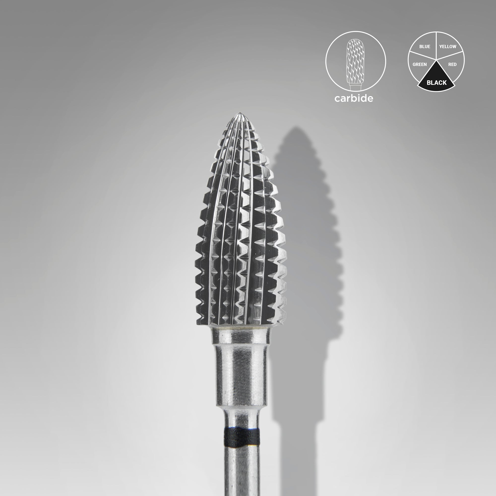 STALEKS EXPERT Carbide nail drill bit pine cone black hard, head diameter 6 mm, working part 14 mm