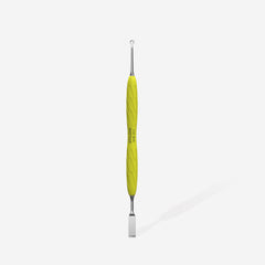 Manicure pusher Gummy with yellow silicone handle UNIQ 11 TYPE 1 (straight flat and loop pusher)