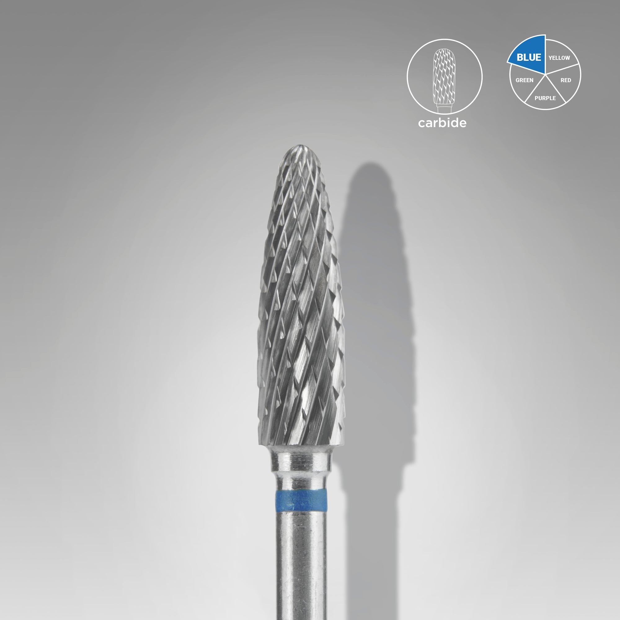 STALEKS EXPERT Carbide nail drill bit corn blue, head diameter 4 mm, working part 14 mm