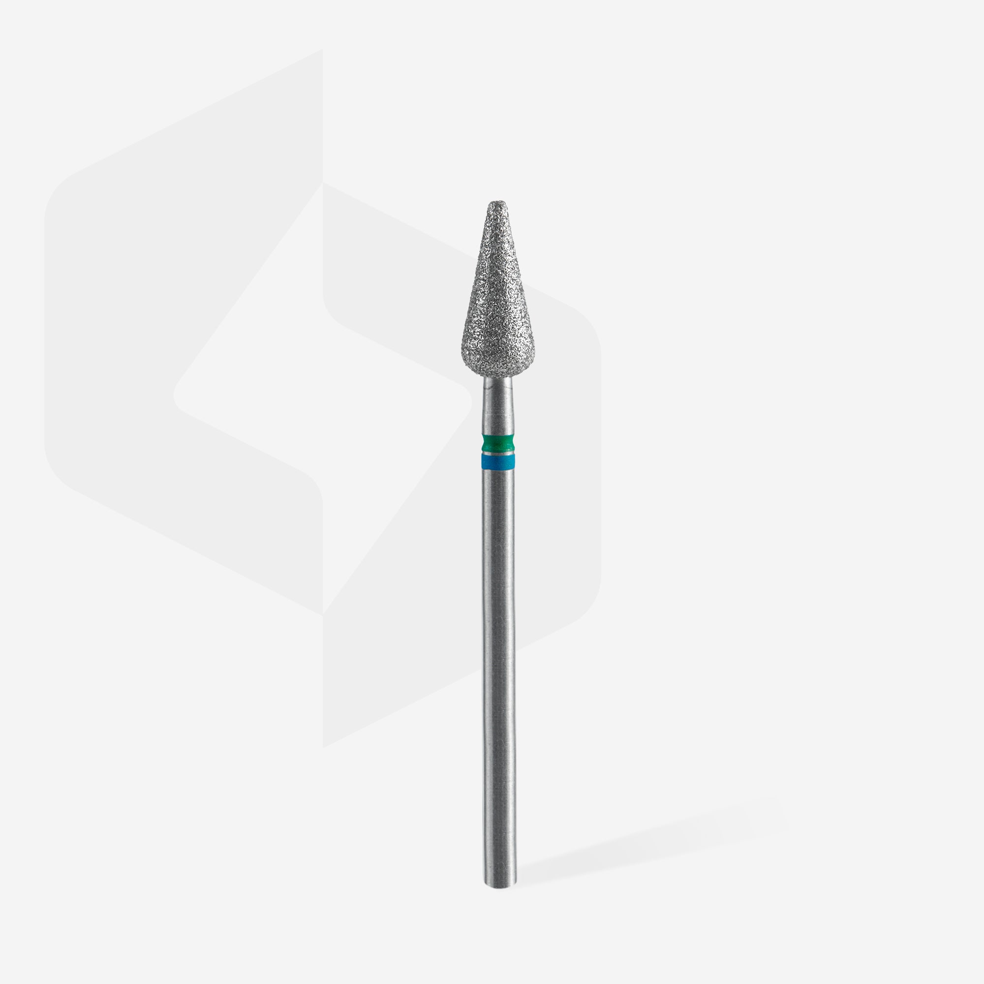 STALEKS EXPERT Diamond nail drill bit DUO pointed pear blue-green, head diameter 5 mm, working part 12 mm