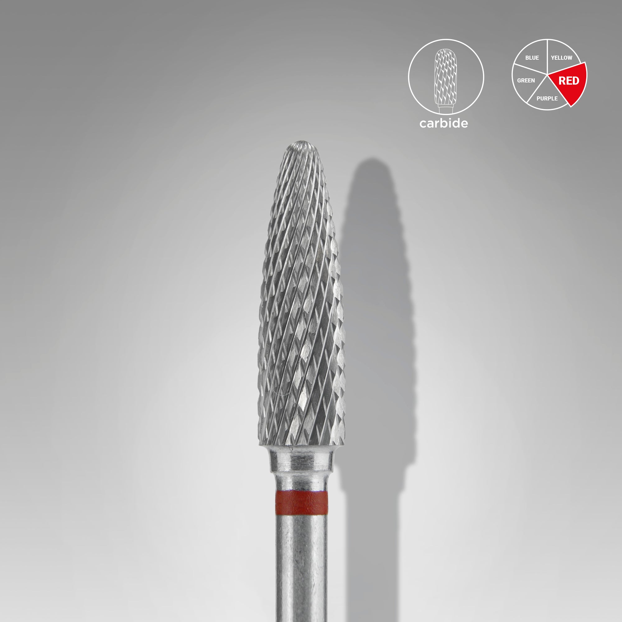 STALEKS EXPERT Carbide nail drill bit corn red, head diameter 4 mm, working part 14 mm