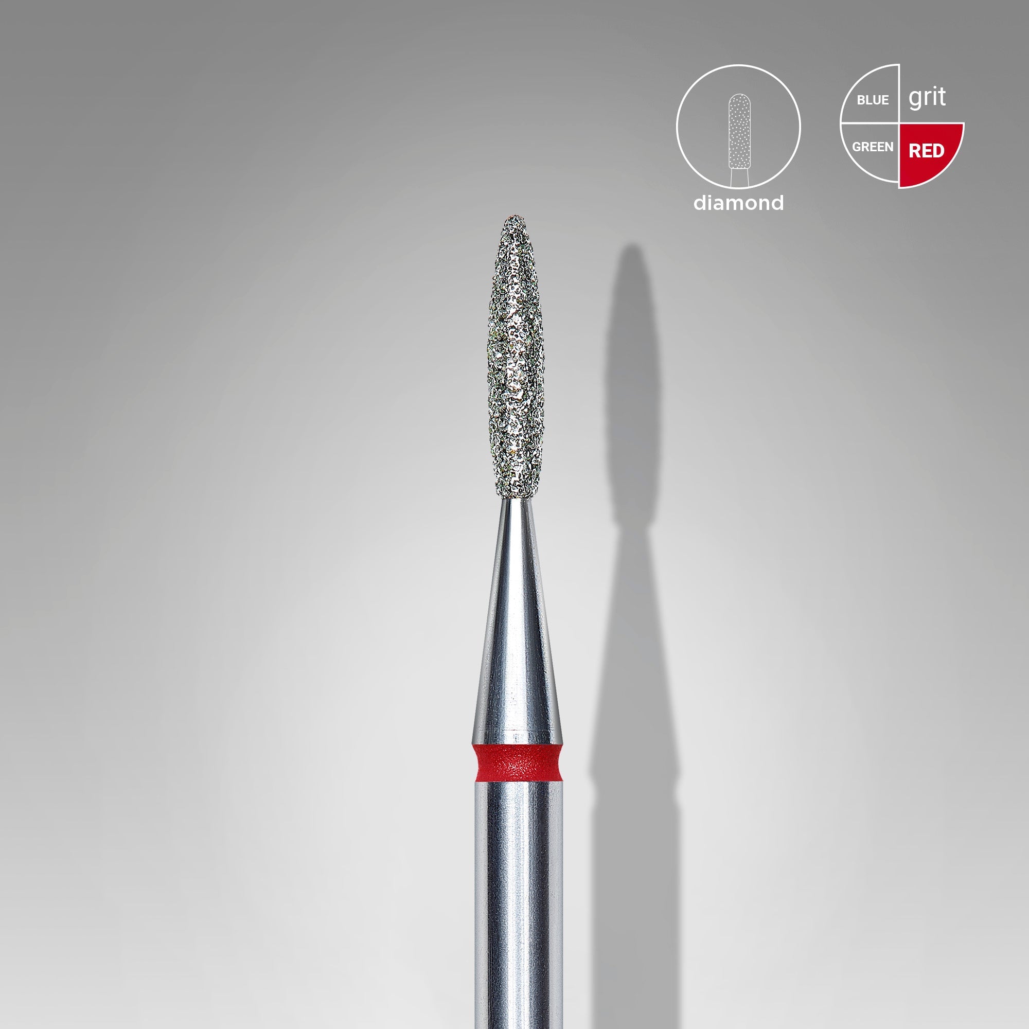 STALEKS EXPERT Diamond nail drill bit flame red, head diameter 1,6 mm, working part 8 mm